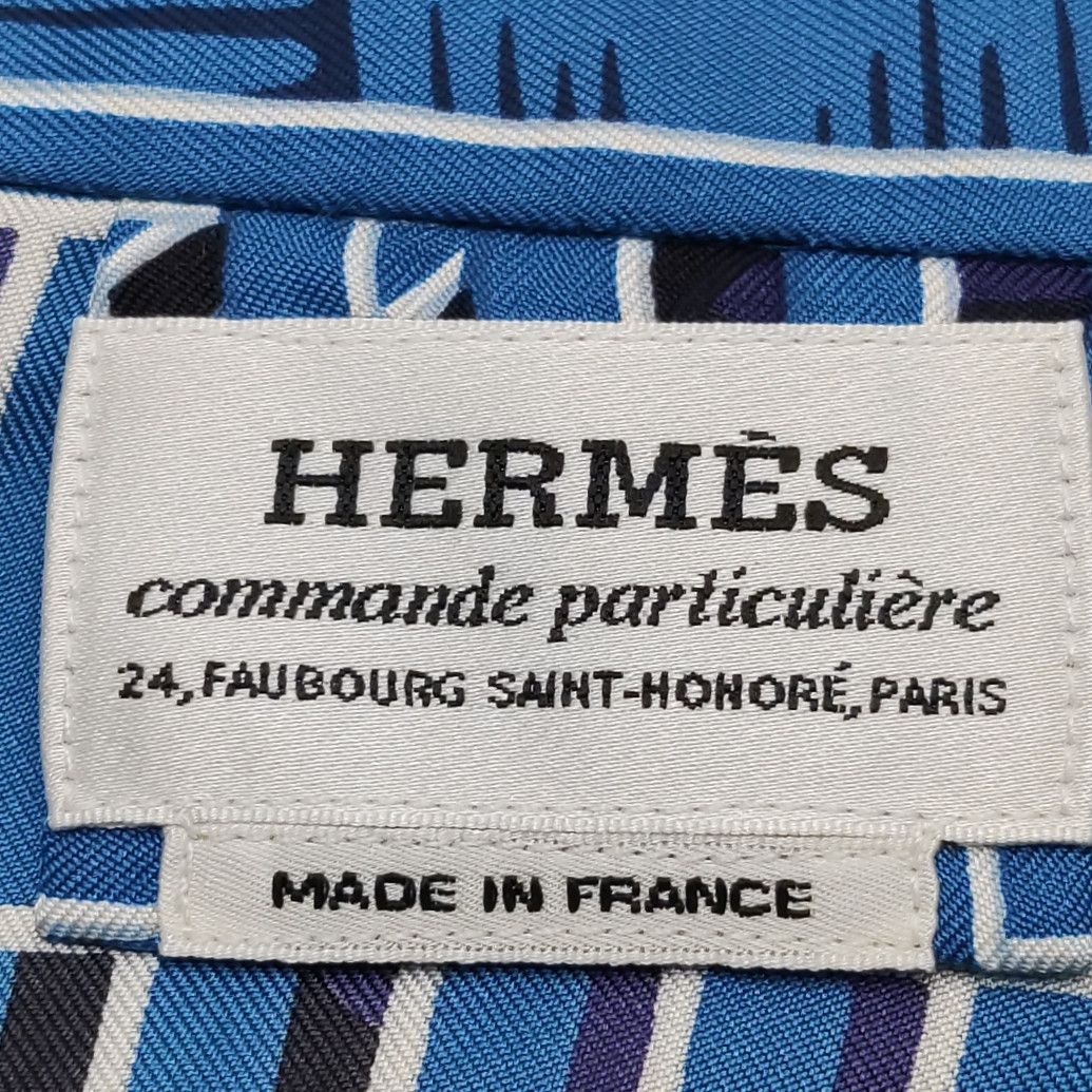 Hermes Stylish Blue Patterned Silk Shirt Size US L / EU 52-54 / 3 - 3 Thumbnail