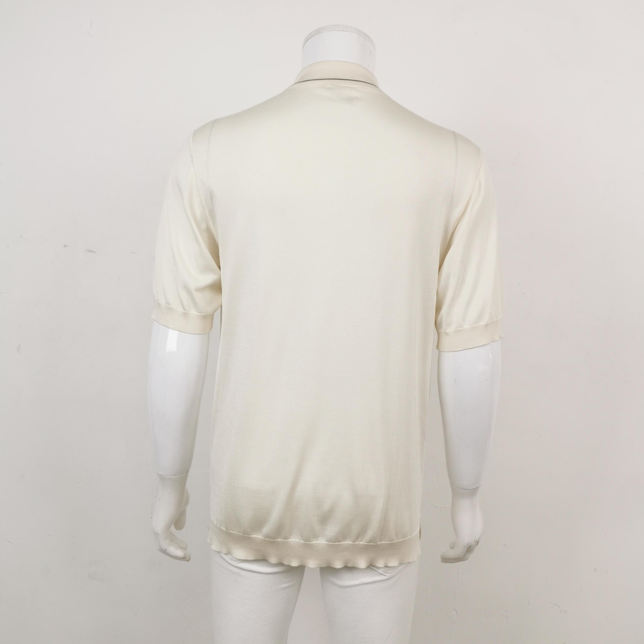 Prada Beige Knit Polo Shirt for Casual Elegance Size US M / EU 48-50 / 2 - 2 Thumbnail