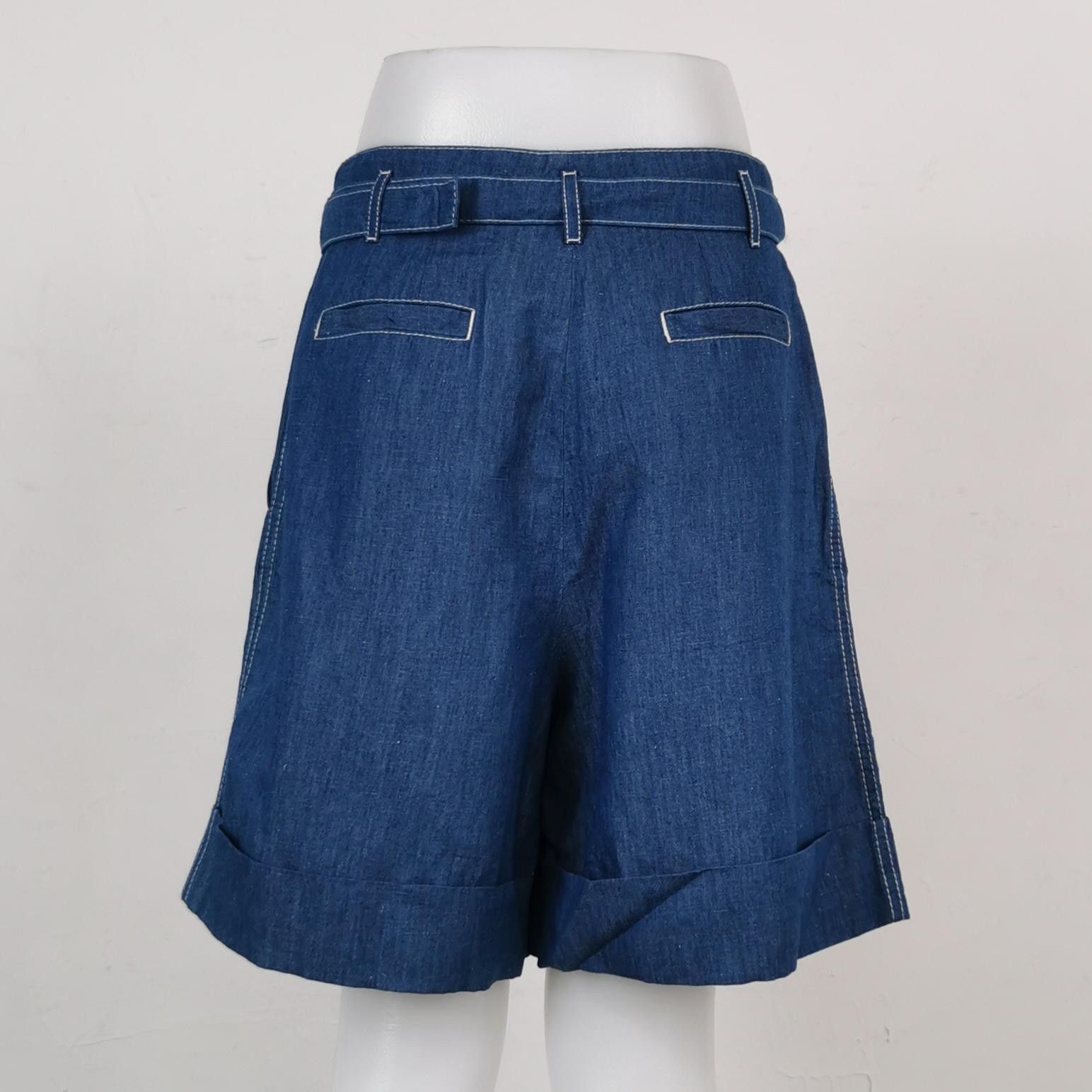 Loro Piana Soft Cotton Linen Blue Shorts Size US 26 / EU 42 - 2 Thumbnail