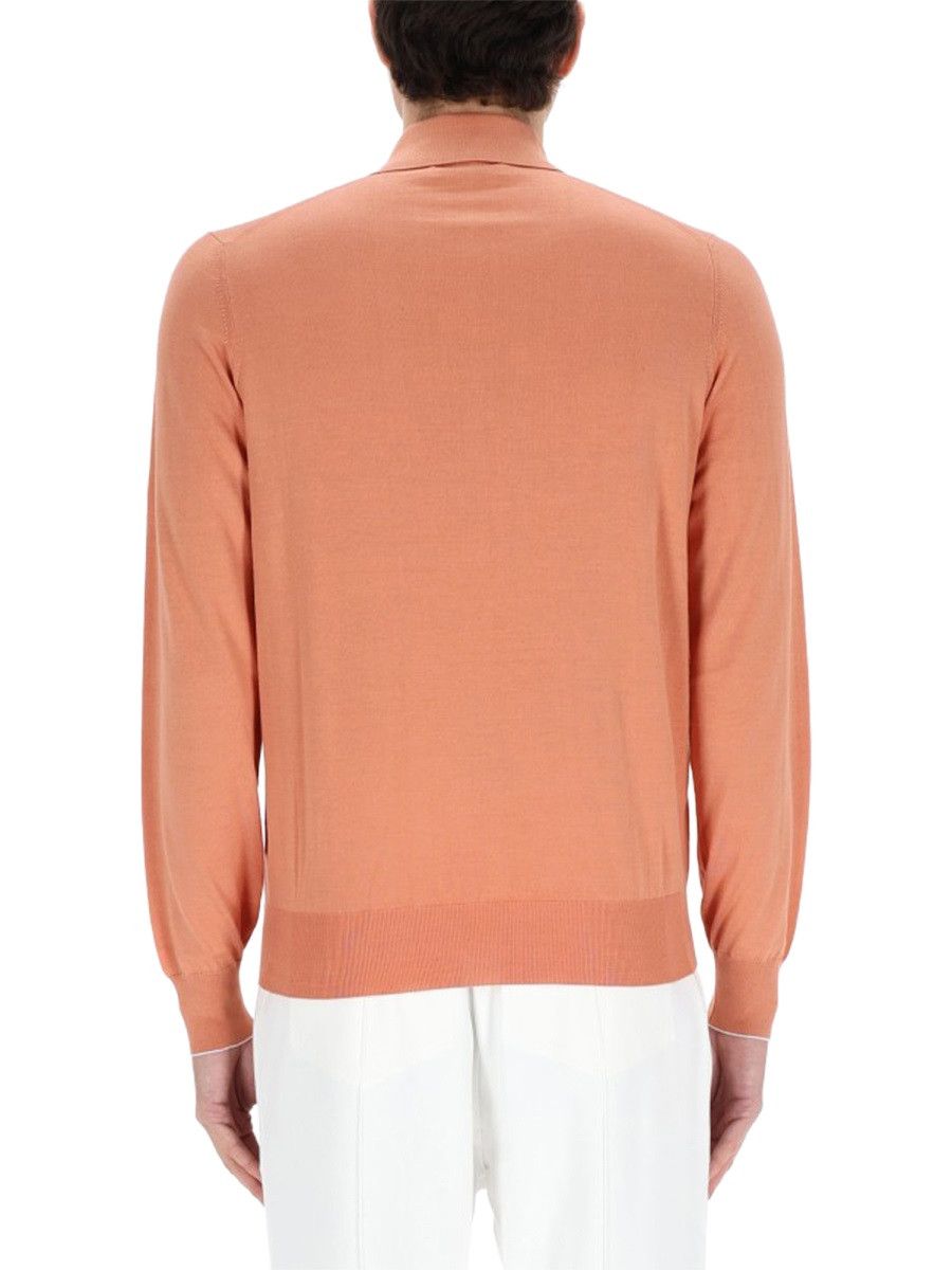 Brunello Cucinelli BRUNELLO CUCINELLI COTTON KNIT POLO SHIRT - ORANGE (IT 50) Size US L / EU 52-54 / 3 - 5 Thumbnail