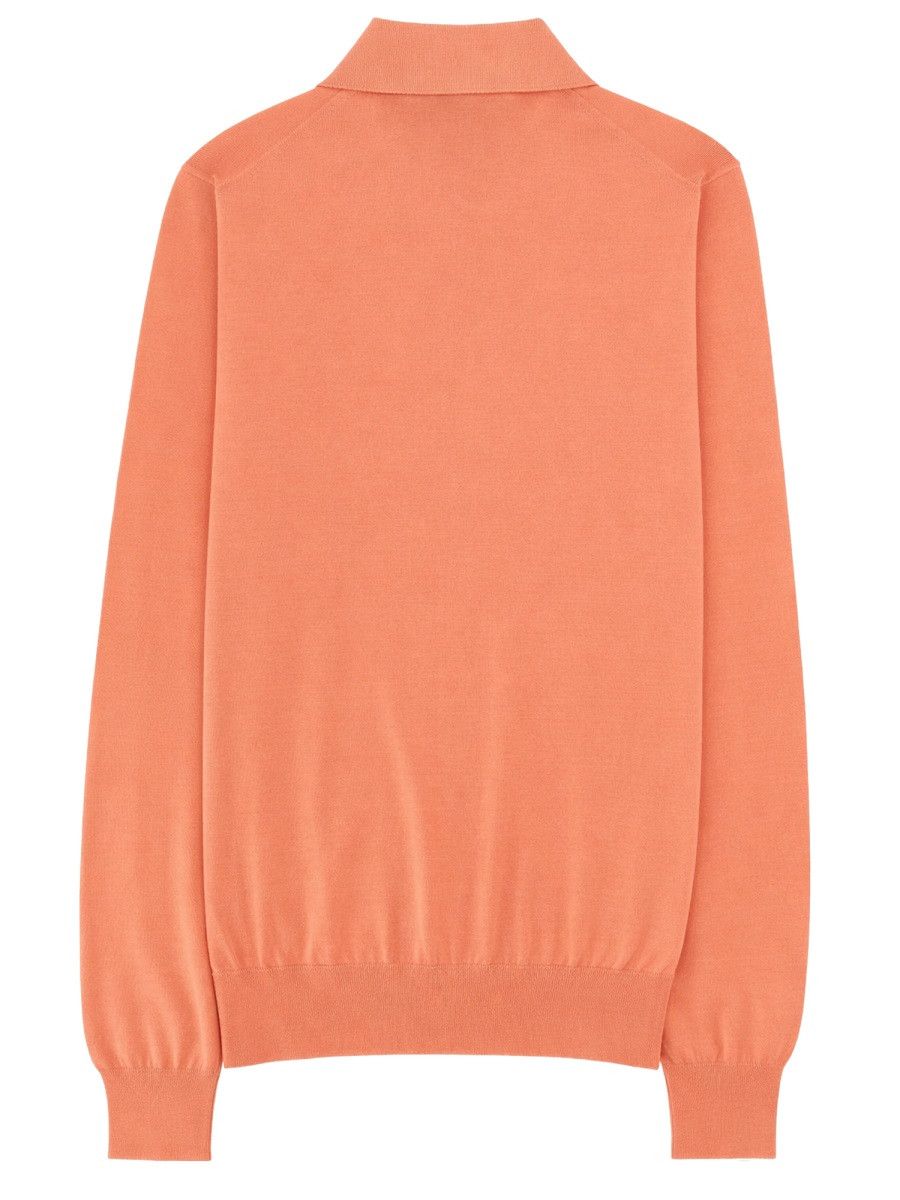 Brunello Cucinelli BRUNELLO CUCINELLI COTTON KNIT POLO SHIRT - ORANGE (IT 50) Size US L / EU 52-54 / 3 - 3 Thumbnail