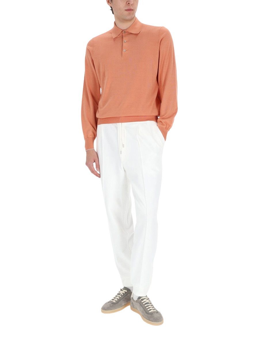 Brunello Cucinelli BRUNELLO CUCINELLI COTTON KNIT POLO SHIRT - ORANGE (IT 48) Size US M / EU 48-50 / 2 - 2 Thumbnail