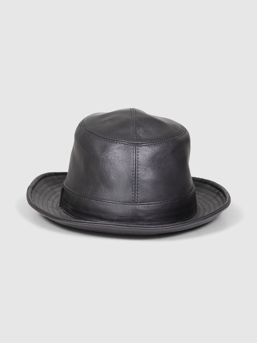 Borsalino Black Leather Fedora Hat Size ONE SIZE - 3 Thumbnail