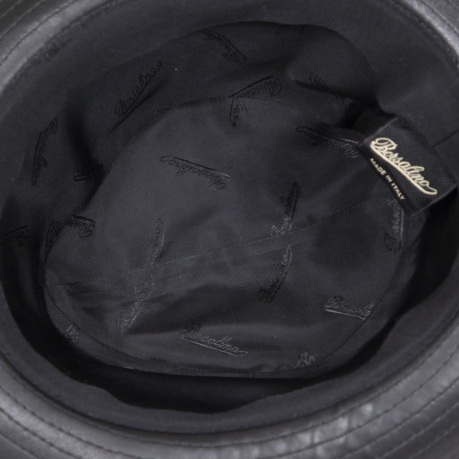 Borsalino Black Leather Fedora Hat Size ONE SIZE - 5 Thumbnail