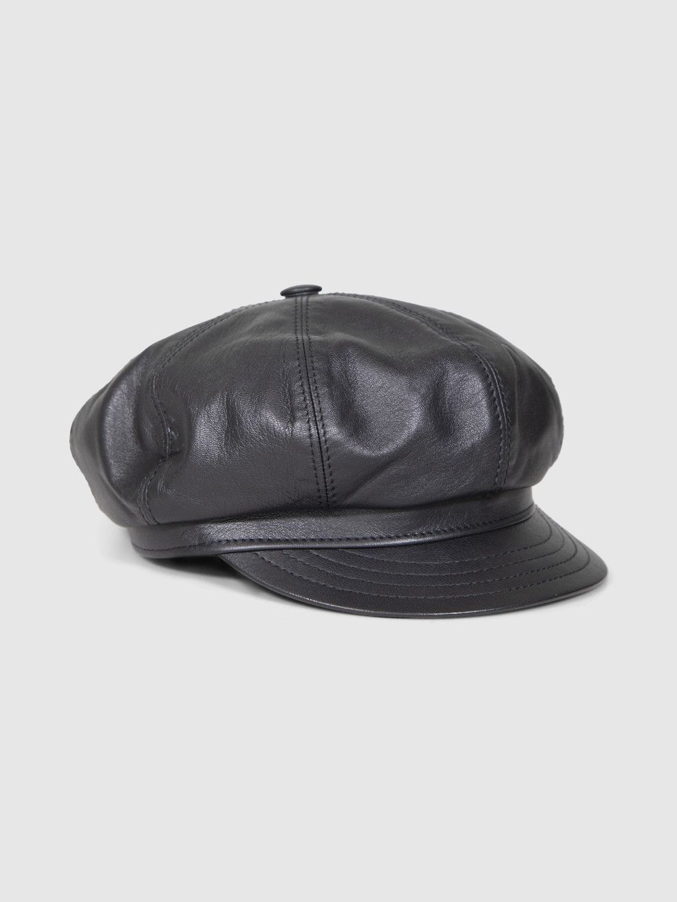 Borsalino Black Leather Baker Hat Size ONE SIZE - 2 Thumbnail