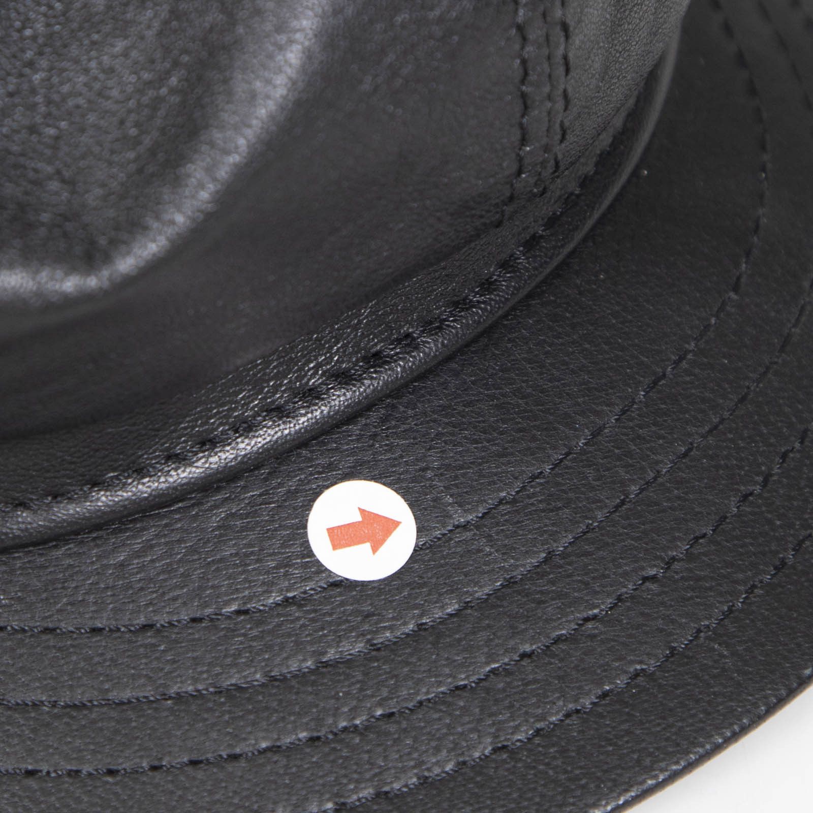Borsalino Black Leather Baker Hat Size ONE SIZE - 6 Thumbnail