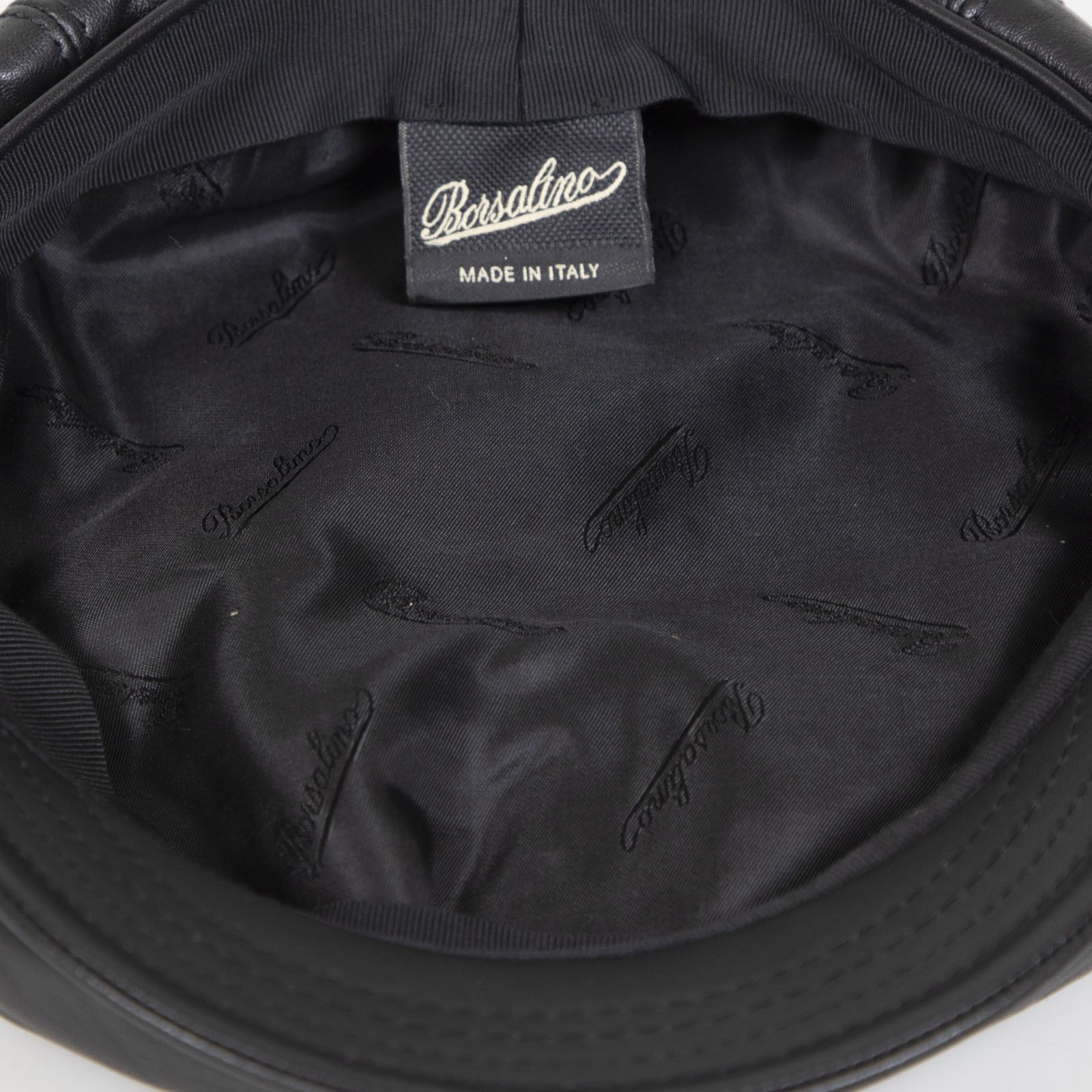 Borsalino Black Leather Baker Hat Size ONE SIZE - 5 Thumbnail