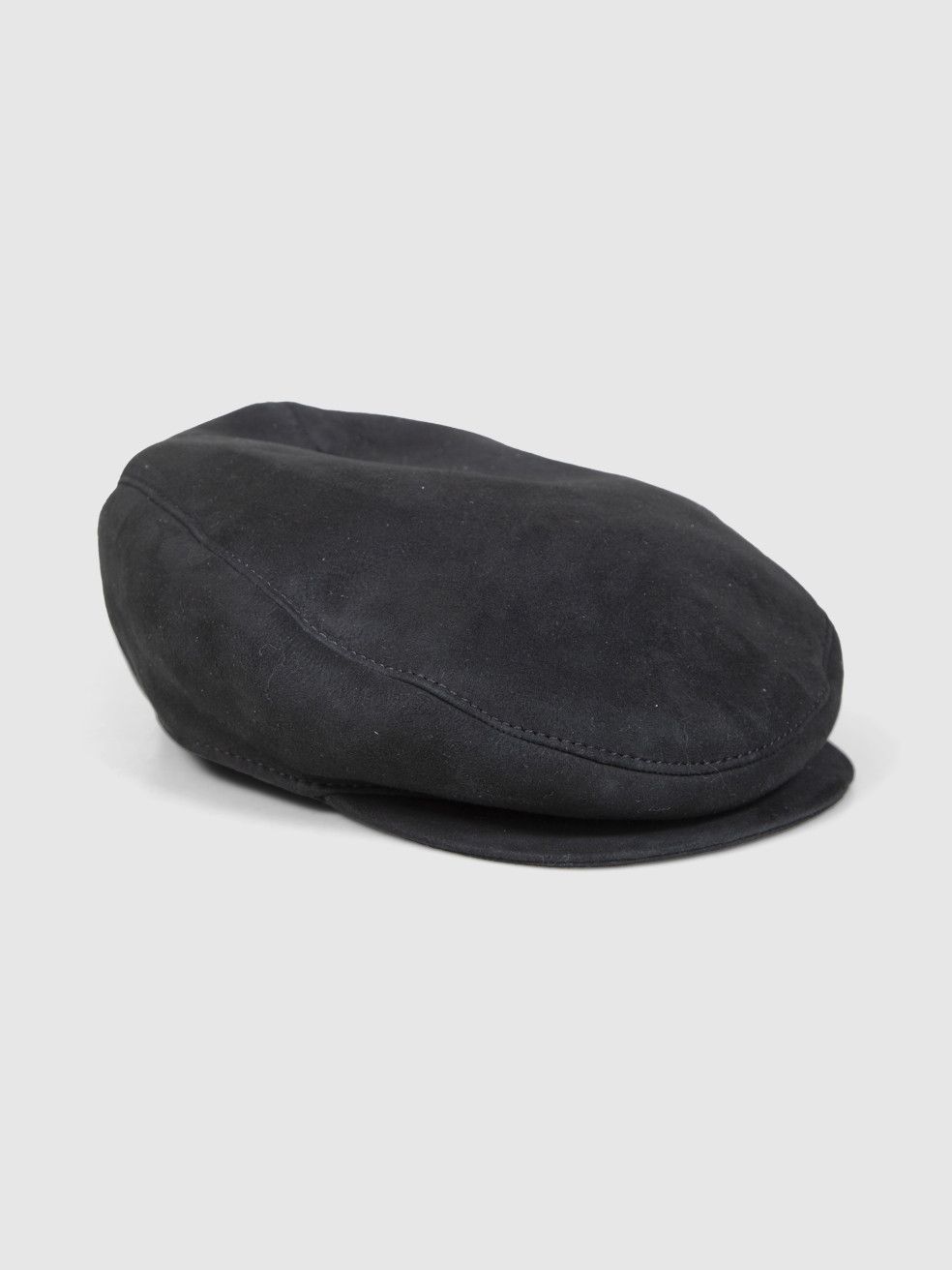 Borsalino Black Suede Fur Lined Baker Boy Hat Size ONE SIZE - 2 Thumbnail