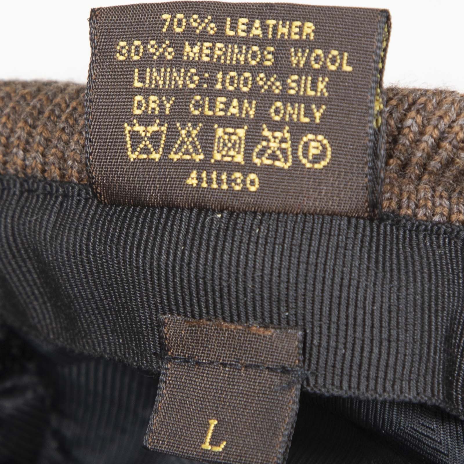 Louis Vuitton Brown Suede Rib Knit Trim Cap Size ONE SIZE - 7 Thumbnail