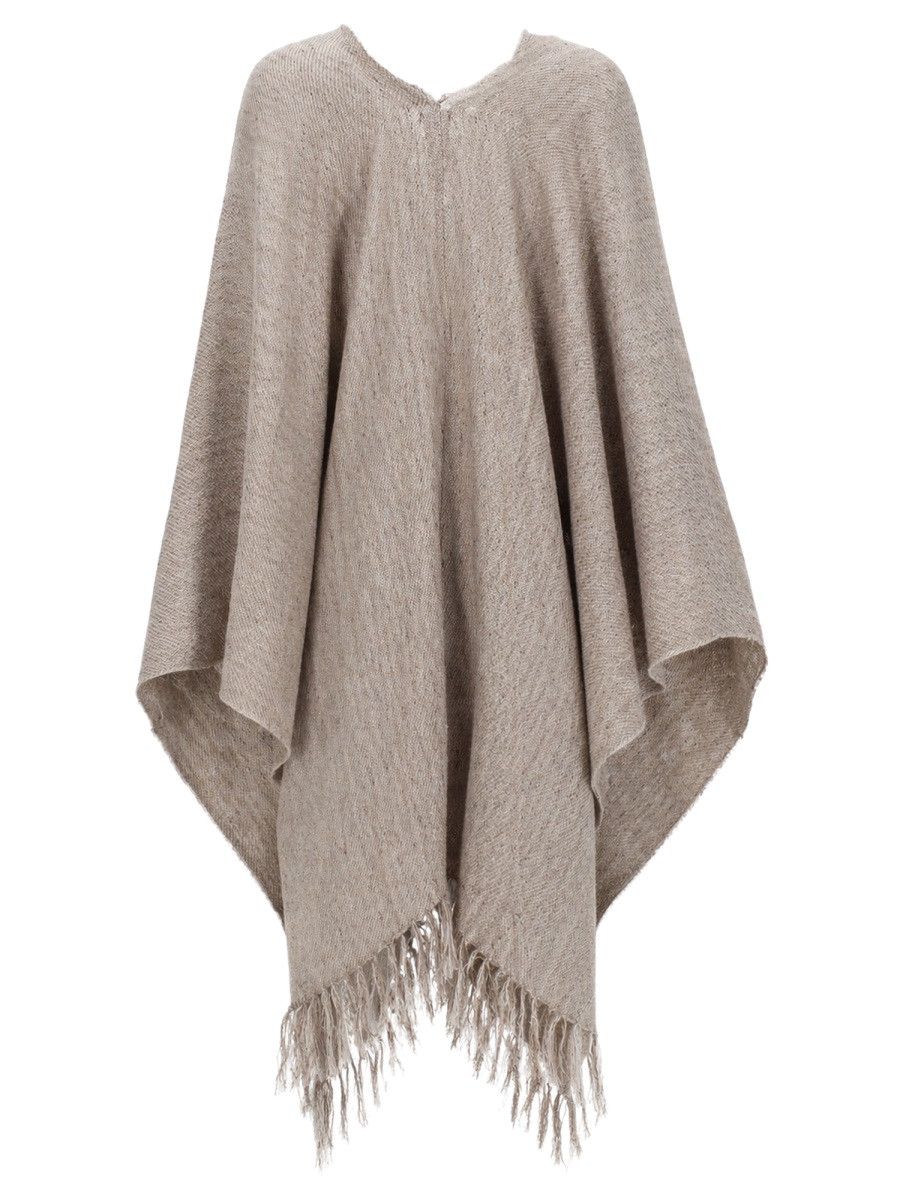 Brunello Cucinelli BRUNELLO CUCINELLI PONCHO IN LINO - BEIGE Size ONE SIZE - 3 Thumbnail
