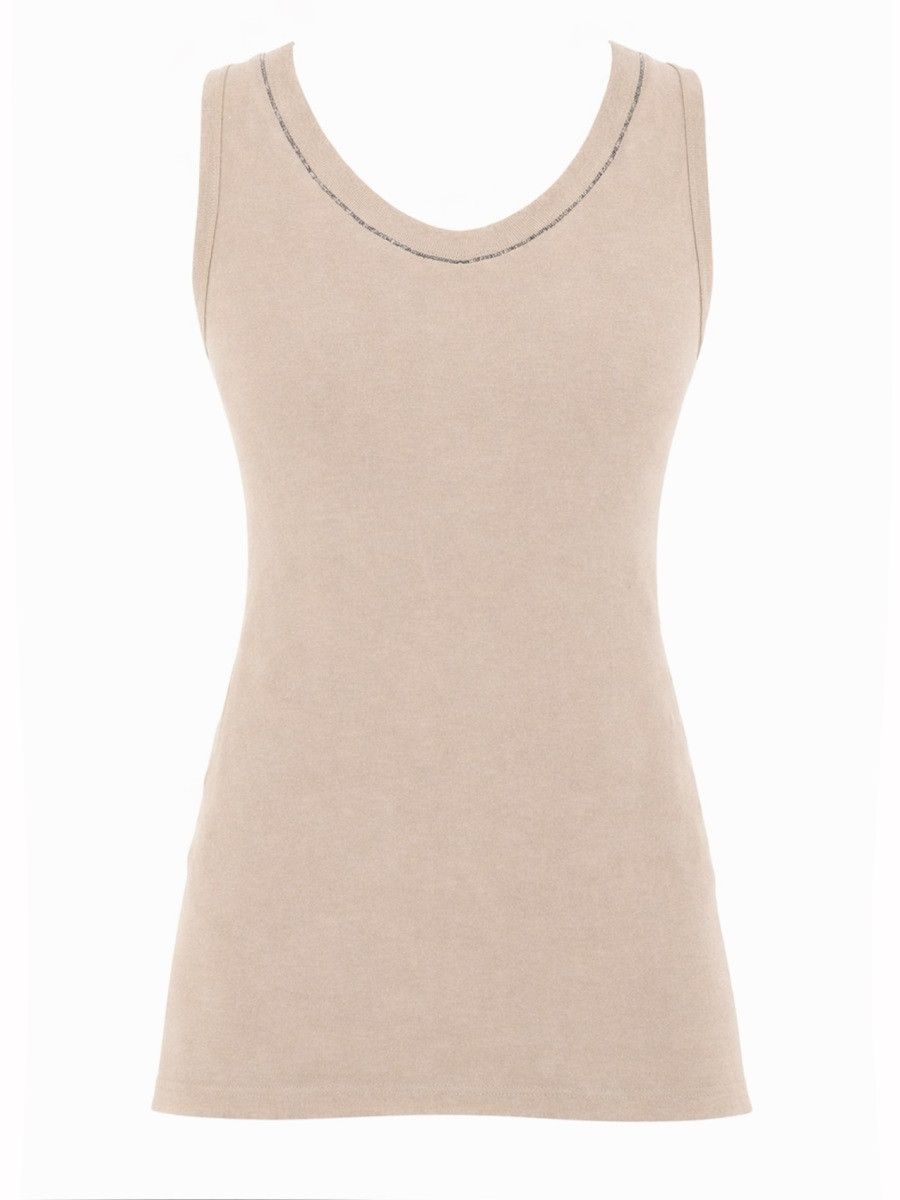 Brunello Cucinelli BRUNELLO CUCINELLI COTTON TANK TOP - BEIGE Size L / US 10 / IT 46 - 3 Thumbnail