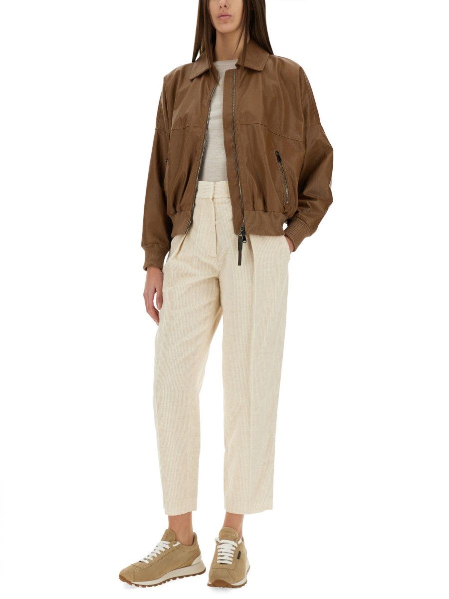 Brunello Cucinelli BRUNELLO CUCINELLI LEATHER JACKET - BROWN (IT 40) Size S / US 4 / IT 40 - 2 Thumbnail