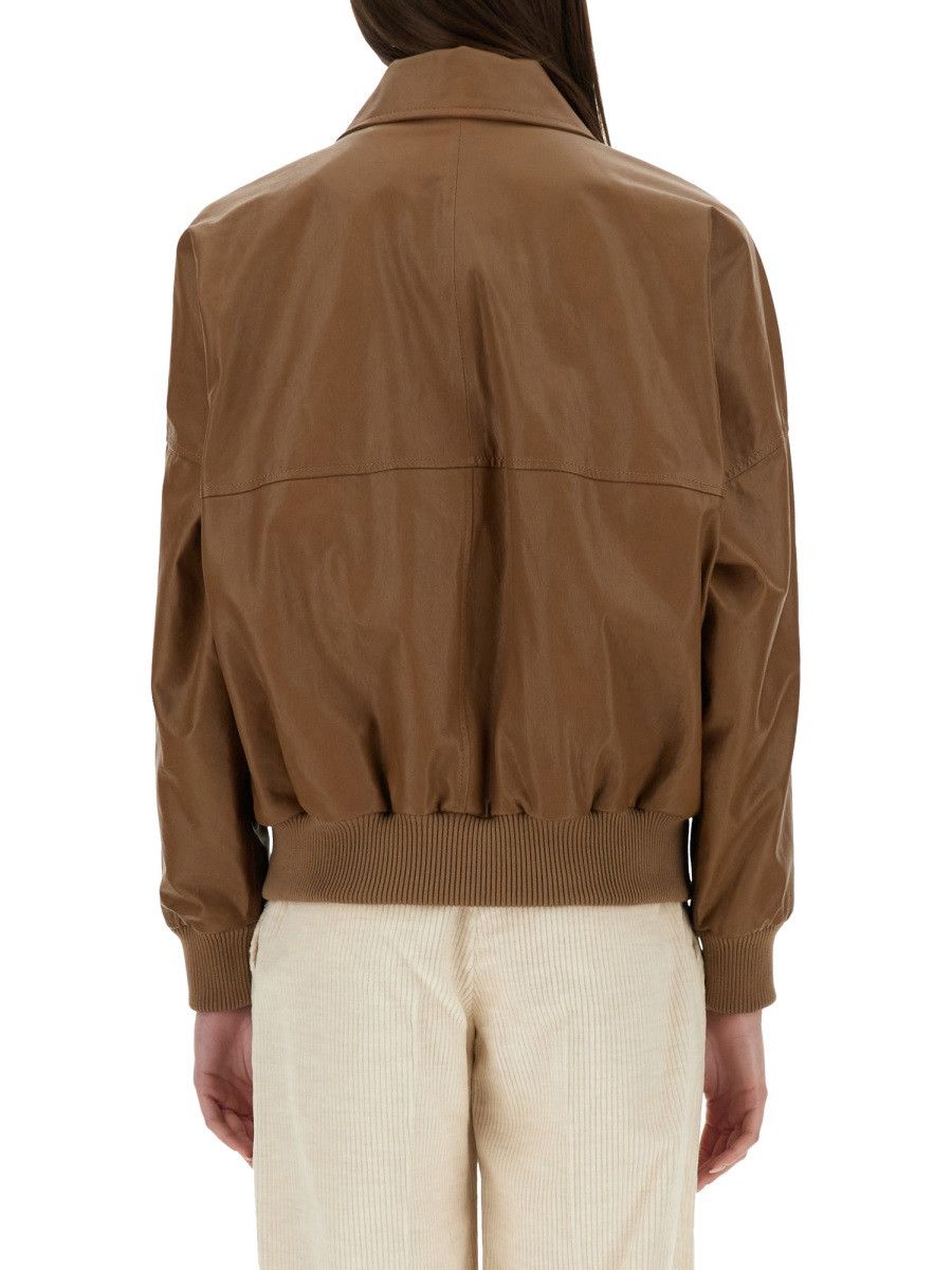 Brunello Cucinelli BRUNELLO CUCINELLI LEATHER JACKET - BROWN (IT 40) Size S / US 4 / IT 40 - 3 Thumbnail