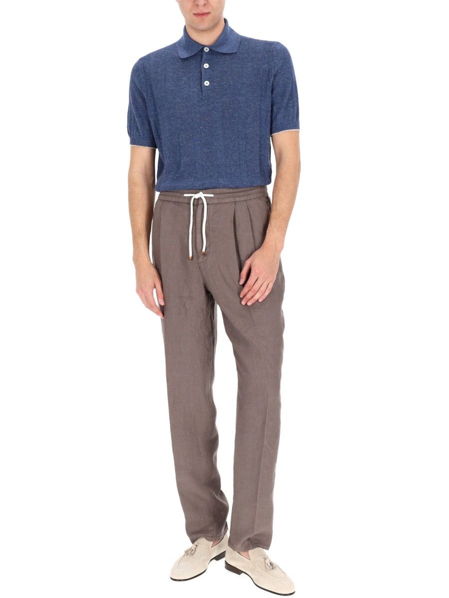 Brunello Cucinelli BRUNELLO CUCINELLI LINEN KNIT POLO SHIRT - BLUE (IT 56) Size US XXL / EU 58 / 5 - 2 Thumbnail