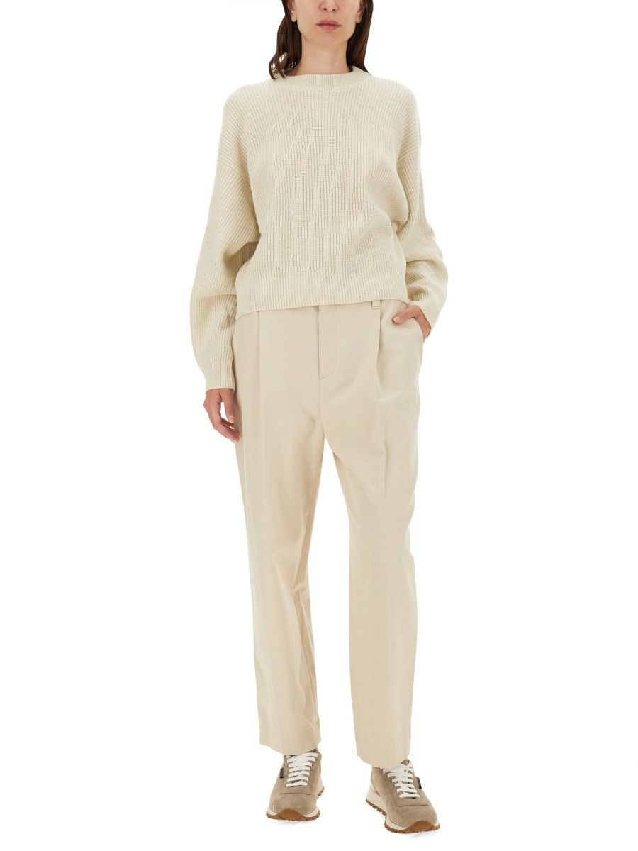 Brunello Cucinelli BRUNELLO CUCINELLI CROPPED FIT PANTS - IVORY (IT 44) Size 30" / US 8 / IT 44 - 2 Thumbnail