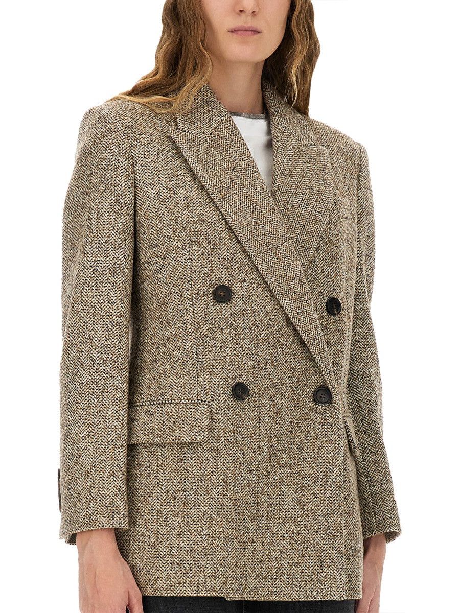 Brunello Cucinelli BRUNELLO CUCINELLI WOOL JACKET - BEIGE (IT 42) Size M / US 6-8 / IT 42-44 - 4 Thumbnail
