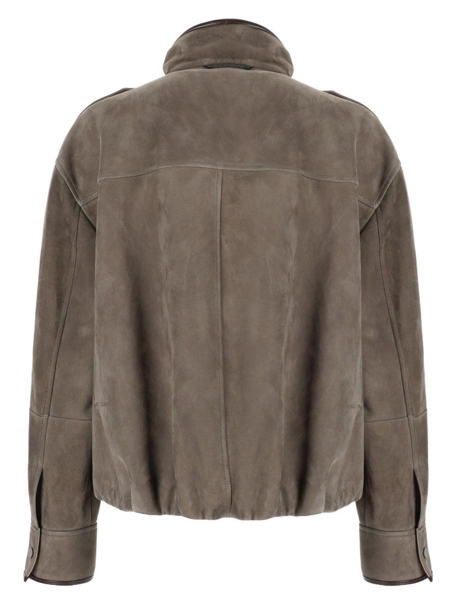 Brunello Cucinelli BRUNELLO CUCINELLI LEATHER JACKET - DOVE (IT 42) Size M / US 6-8 / IT 42-44 - 3 Thumbnail