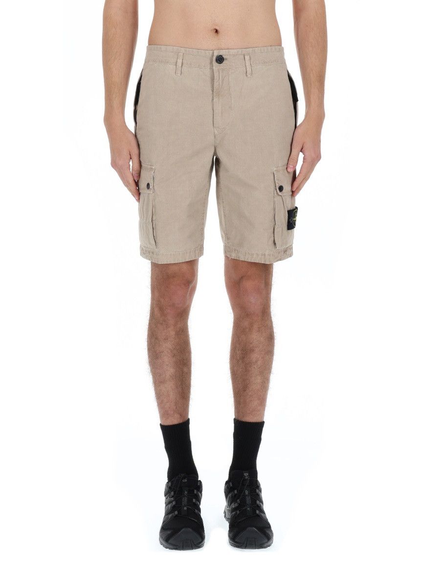Stone Island STONE ISLAND CARGO SHORTS WITH LOGO PATCH - BEIGE (JEANS 30) Size US 30 / EU 46 - 4 Thumbnail