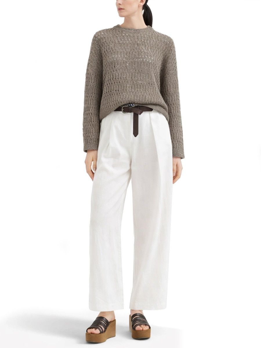 Brunello Cucinelli BRUNELLO CUCINELLI LINEN KNITWEAR - DOVE Size L / US 10 / IT 46 - 2 Thumbnail