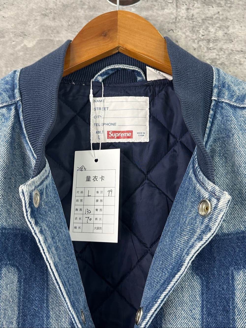 Supreme Supreme Washed Denim Varsity Jacket Size L Size US L / EU 52-54 / 3 - 3 Thumbnail