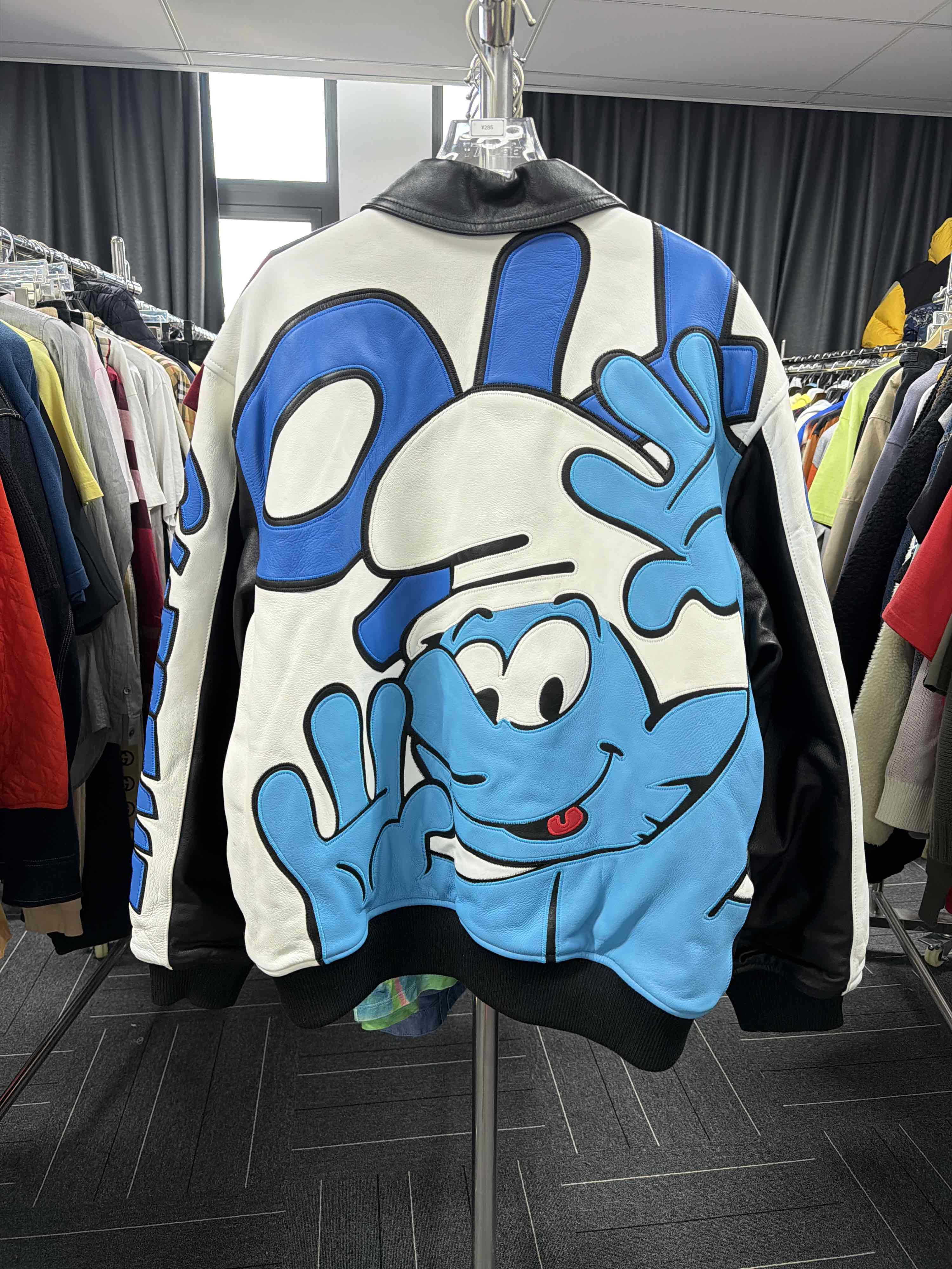 Supreme Supreme Smurfs Leather Varsity Jacket Size L Size US L / EU 52-54 / 3 - 2 Thumbnail