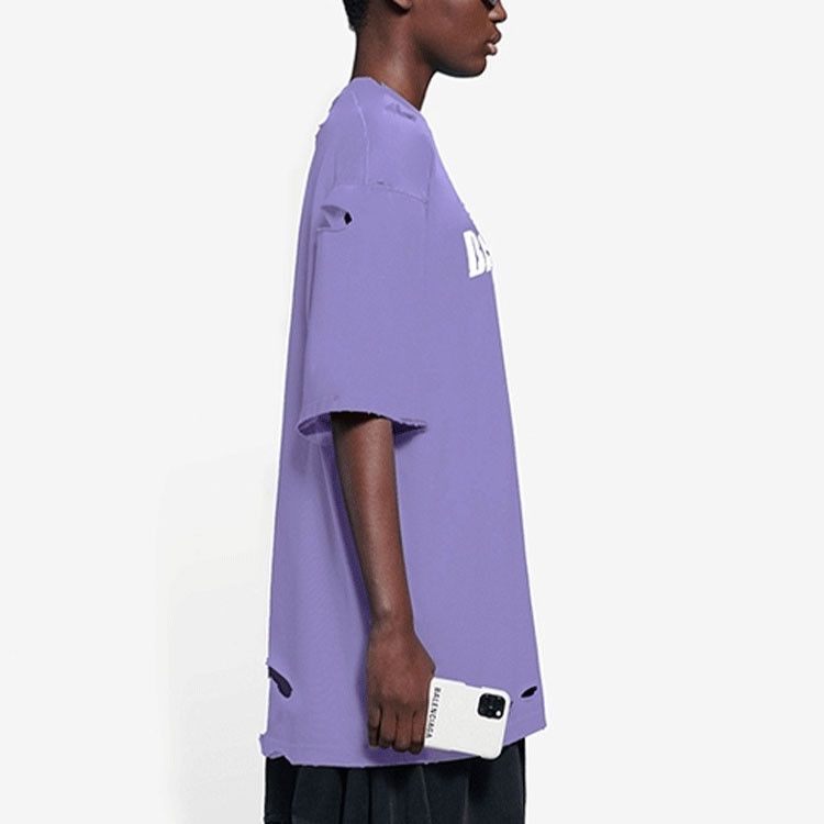 Balenciaga Balenciaga Destroyed Logo T-Shirt Purple Size XS Size US XS / EU 42 / 0 - 16 Thumbnail