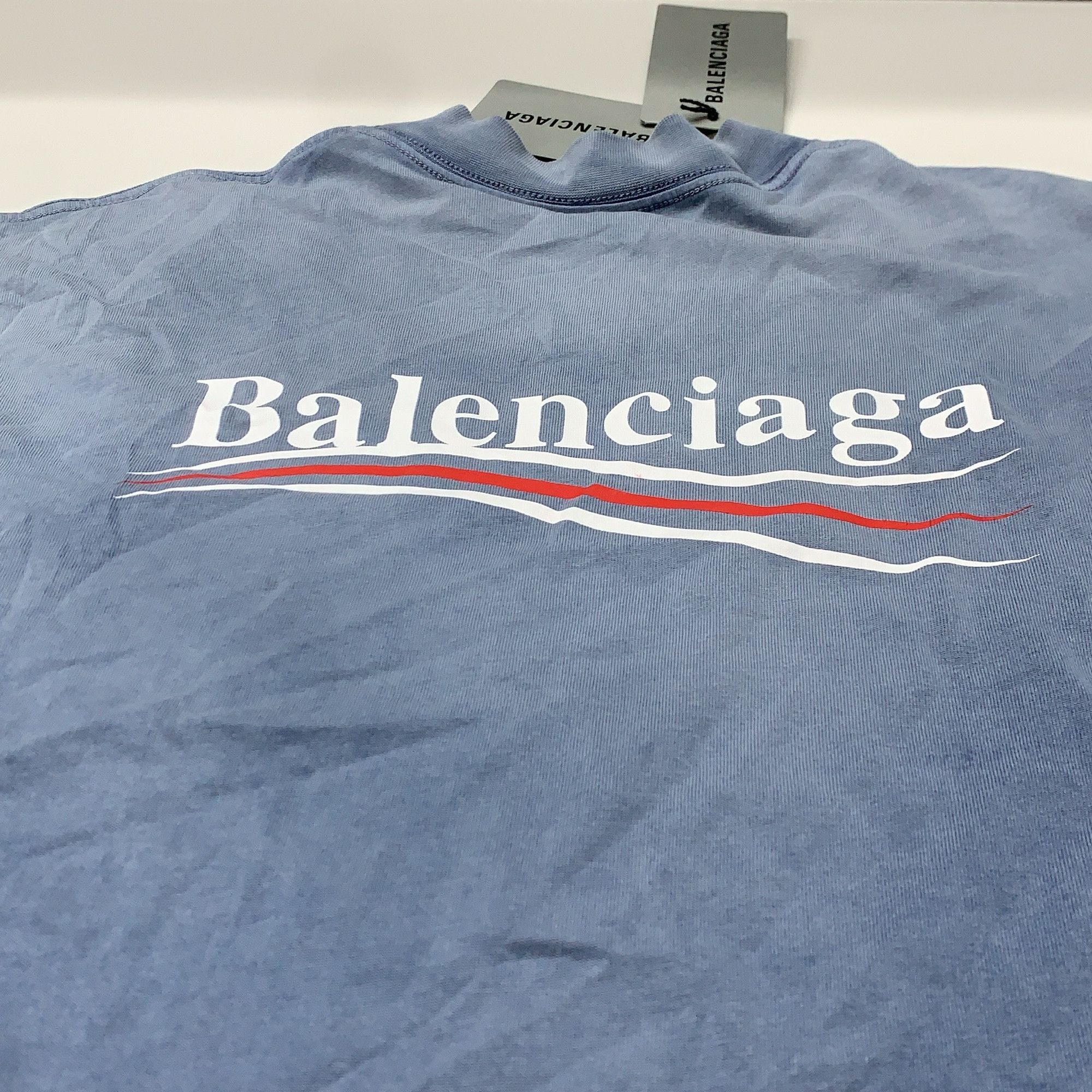 Balenciaga Balenciaga Wave Logo T-Shirt Blue Size XXS Size US XXS / EU 40 - 8 Thumbnail