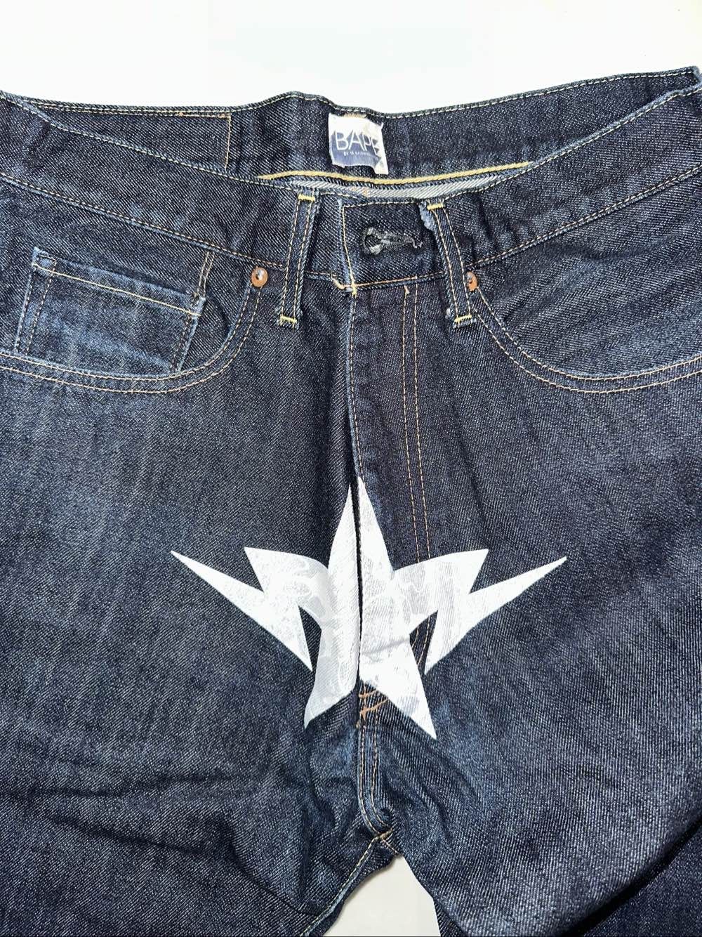 Bape A Bathing Ape Star Logo Denim Jeans Size S Size US 30 / EU 46 - 9 Thumbnail