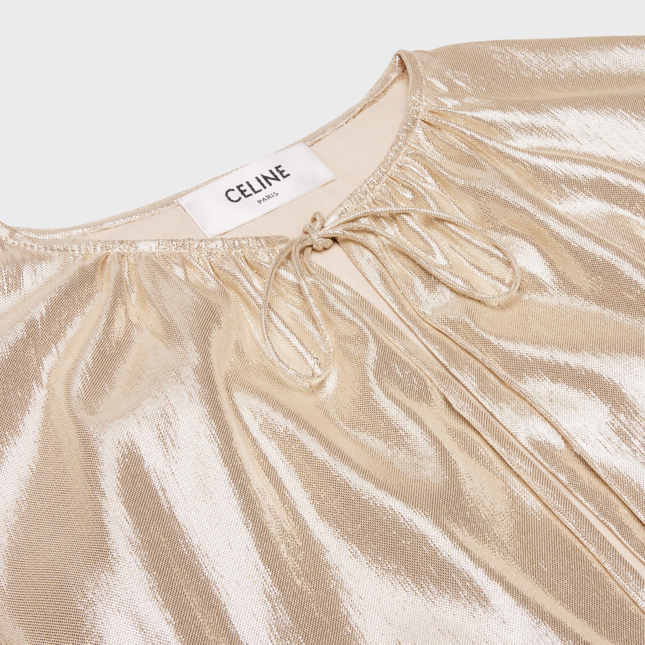Celine CAPE MINI DRESS IN LAMÉ SILK SABLÉ GOLD Size XXL / US 16-18 / IT 52-54 - 4 Thumbnail
