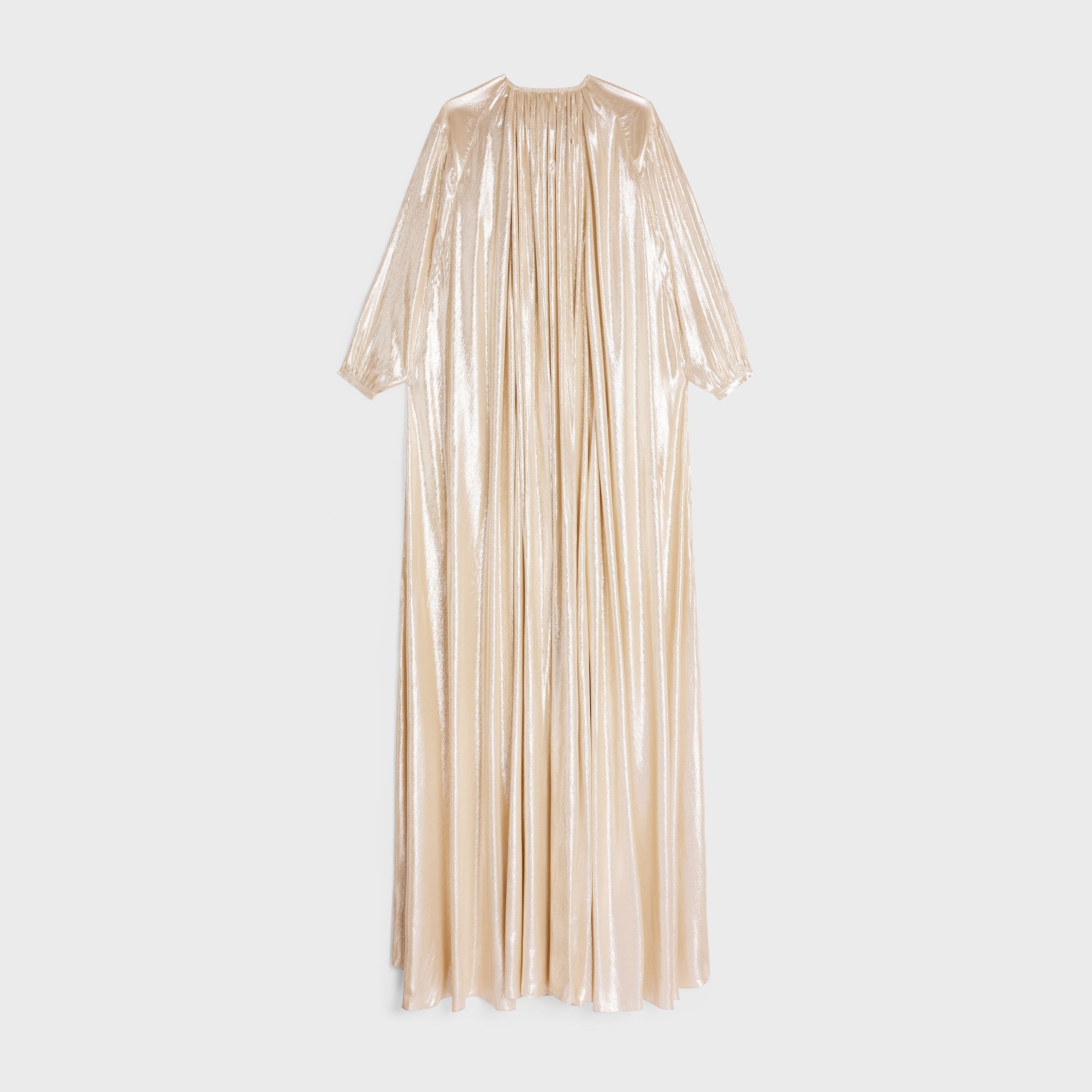 Celine CAPE MINI DRESS IN LAMÉ SILK SABLÉ GOLD Size XL / US 12-14 / IT 48-50 - 2 Thumbnail