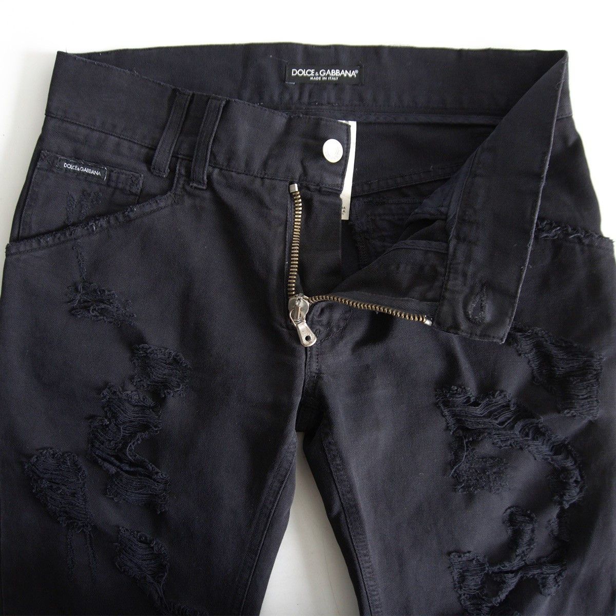 Dolce & Gabbana DOLCE&GABBANA Distressed Black Denim Size 32 Size US 32 / EU 48 - 4 Thumbnail