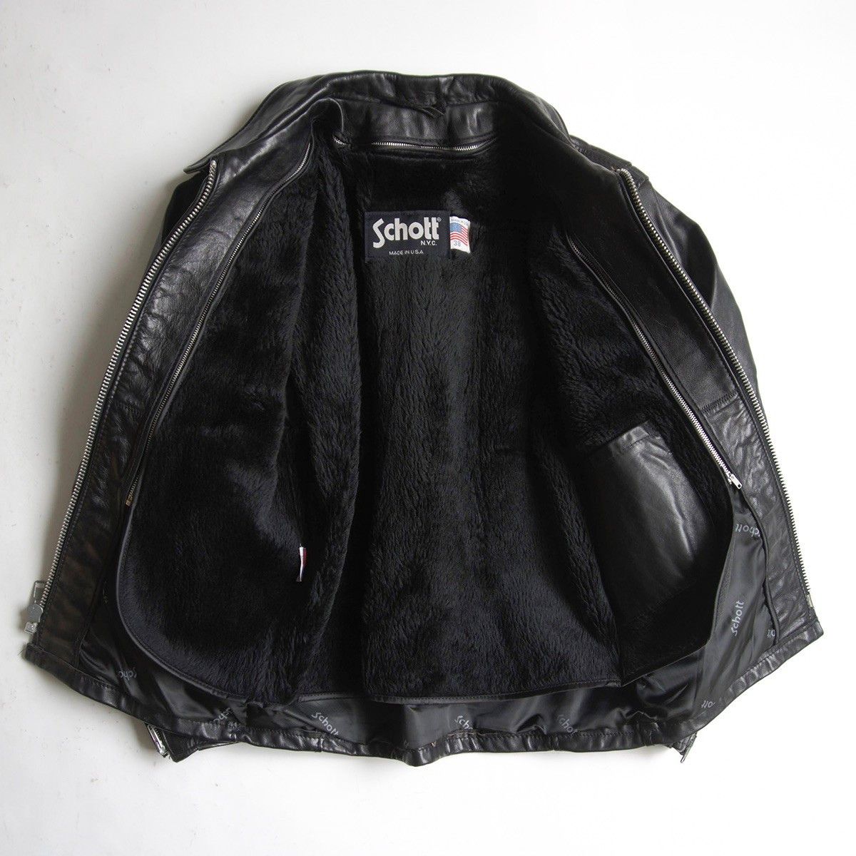 Schott SCHOTT 152 Made in USA Collared Single Rider Leather Size 38 Size US XL / EU 56 / 4 - 3 Thumbnail