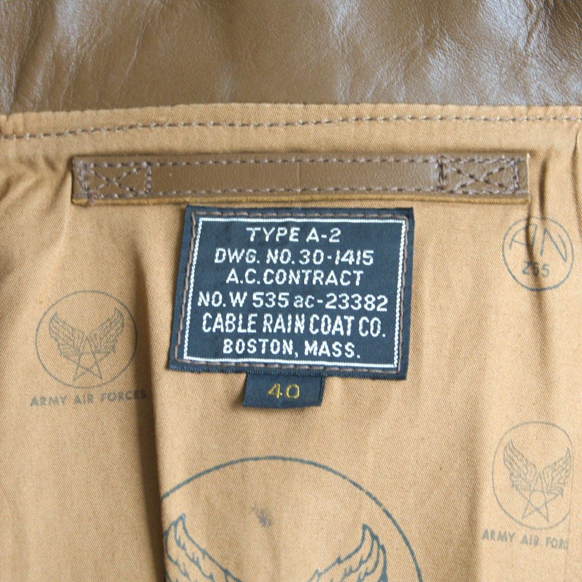 The Real McCoy's CABLE RAIN A-2 Flight Jacket Horsehide Leather Size XXS Size US XXS / EU 40 - 6 Thumbnail