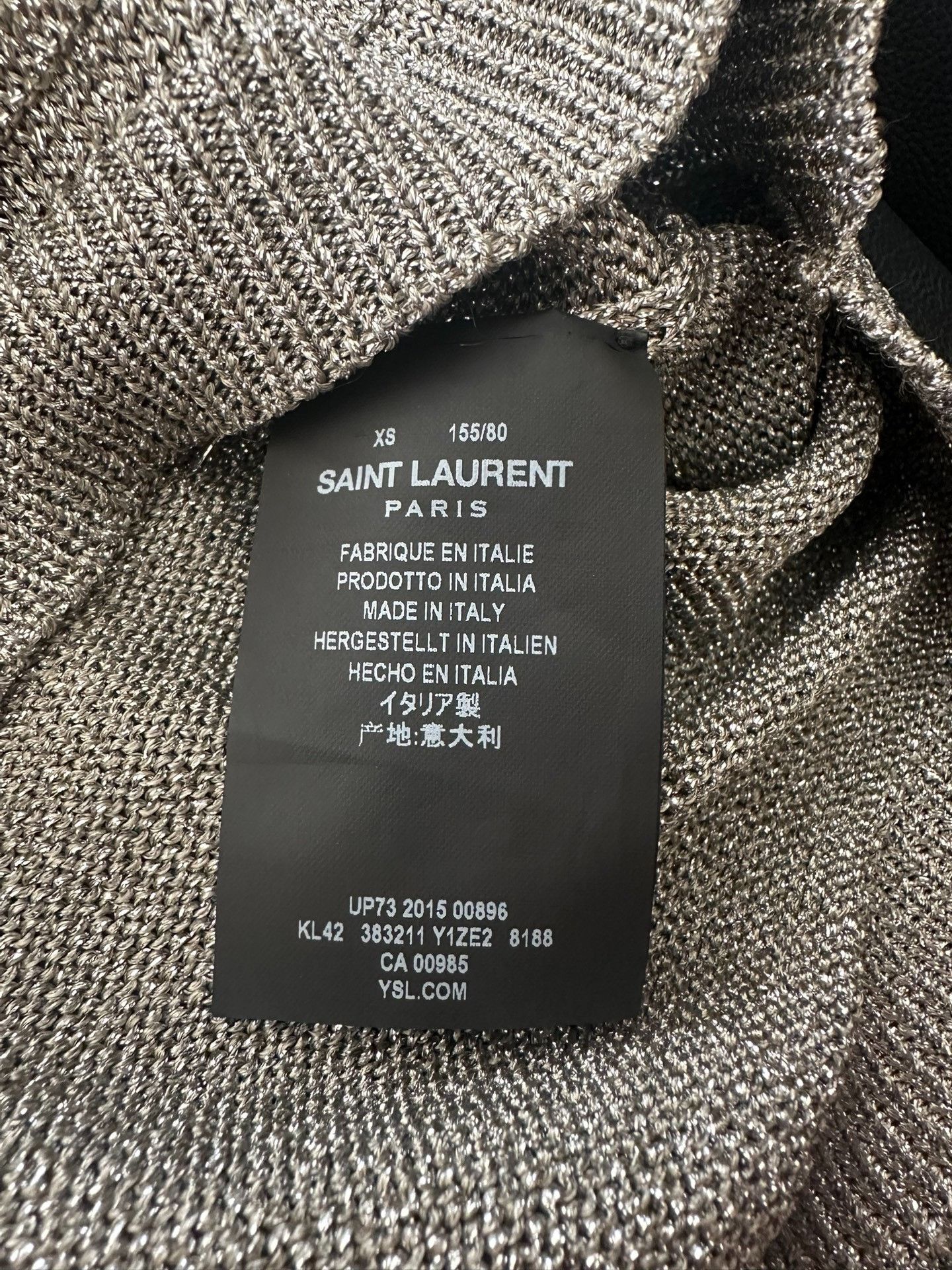 Saint Laurent Paris Saint Laurent SLP Metallic Silver V-Neck Cardigan Size XS / US 0-2 / IT 36-38 - 4 Thumbnail