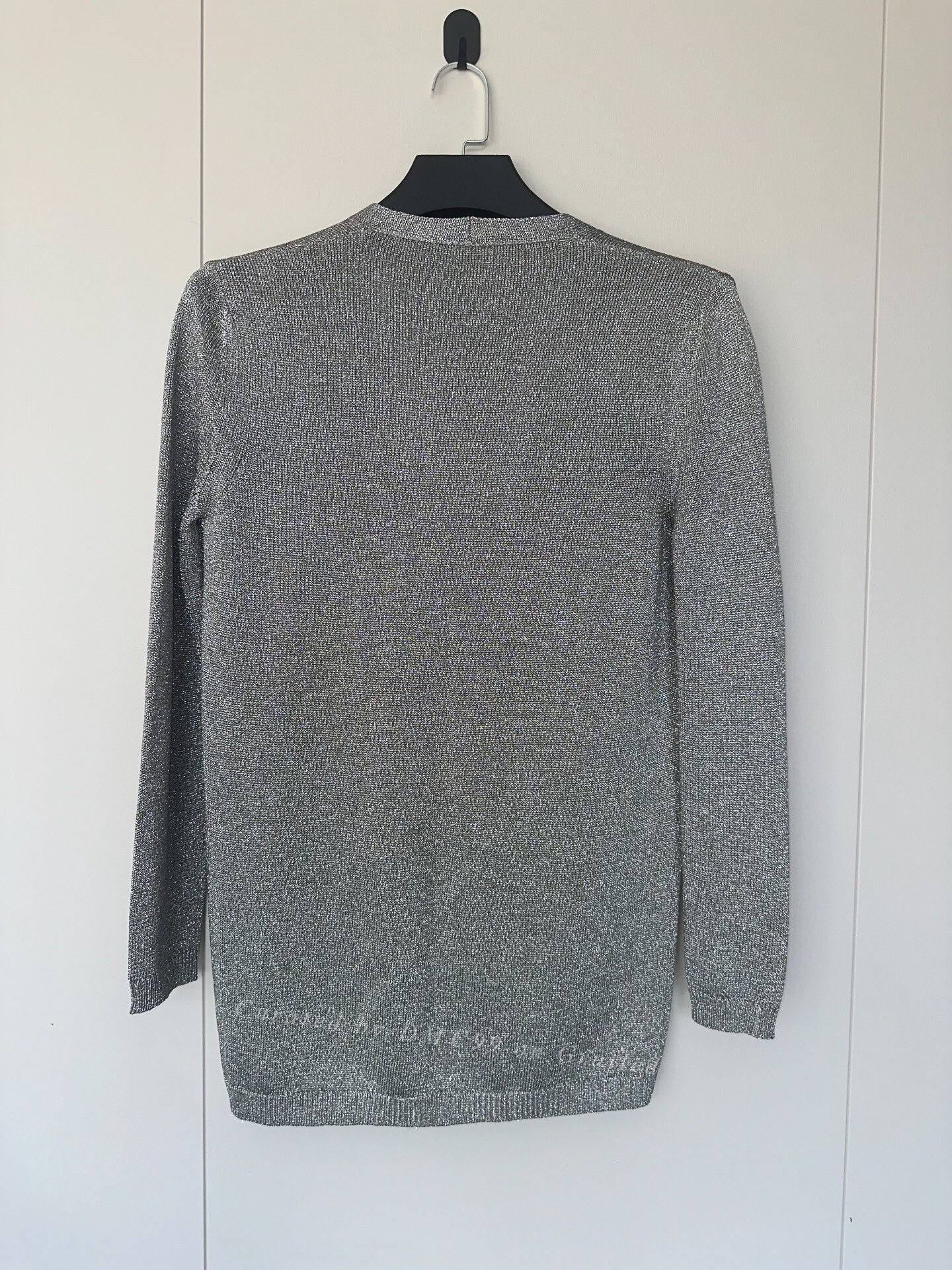 Saint Laurent Paris Saint Laurent SLP Metallic Silver V-Neck Cardigan Size XS / US 0-2 / IT 36-38 - 2 Thumbnail