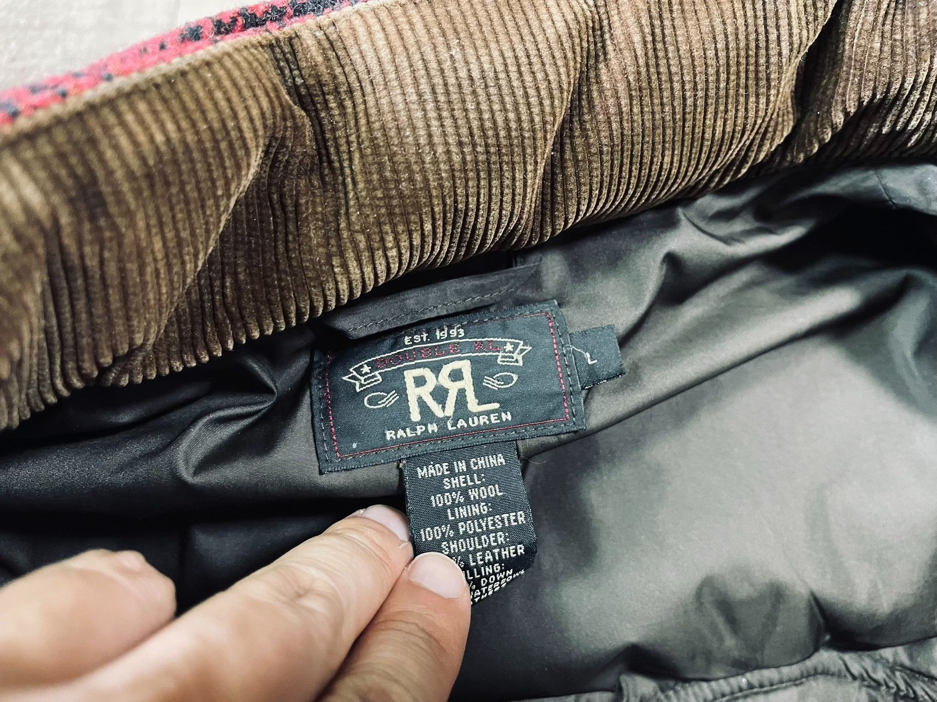 RRL Ralph Lauren RRL Vintage American Leather Wool Down Jacket Size US L / EU 52-54 / 3 - 7 Thumbnail