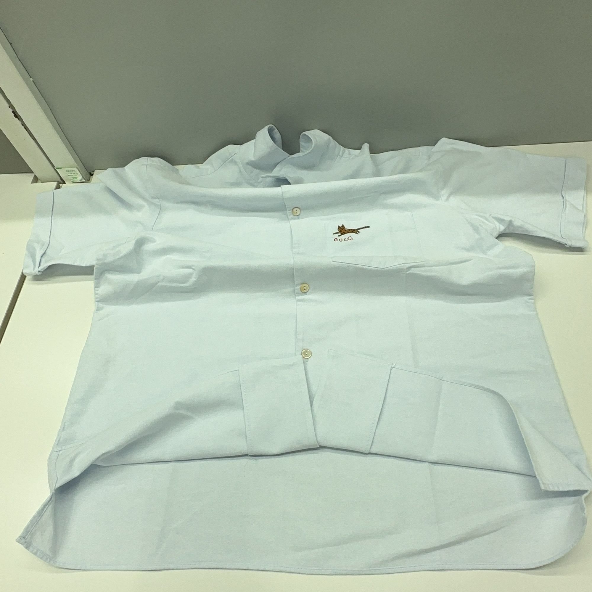 Gucci Blue Animal Embroidery Button-Up Shirt Size US M / EU 48-50 / 2 - 7 Thumbnail
