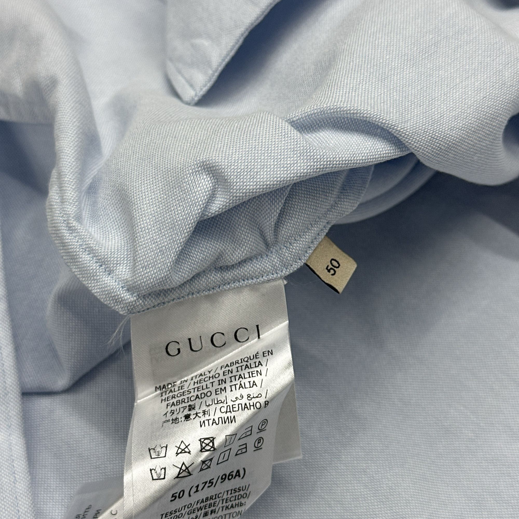 Gucci Blue Animal Embroidery Button-Up Shirt Size US M / EU 48-50 / 2 - 4 Thumbnail
