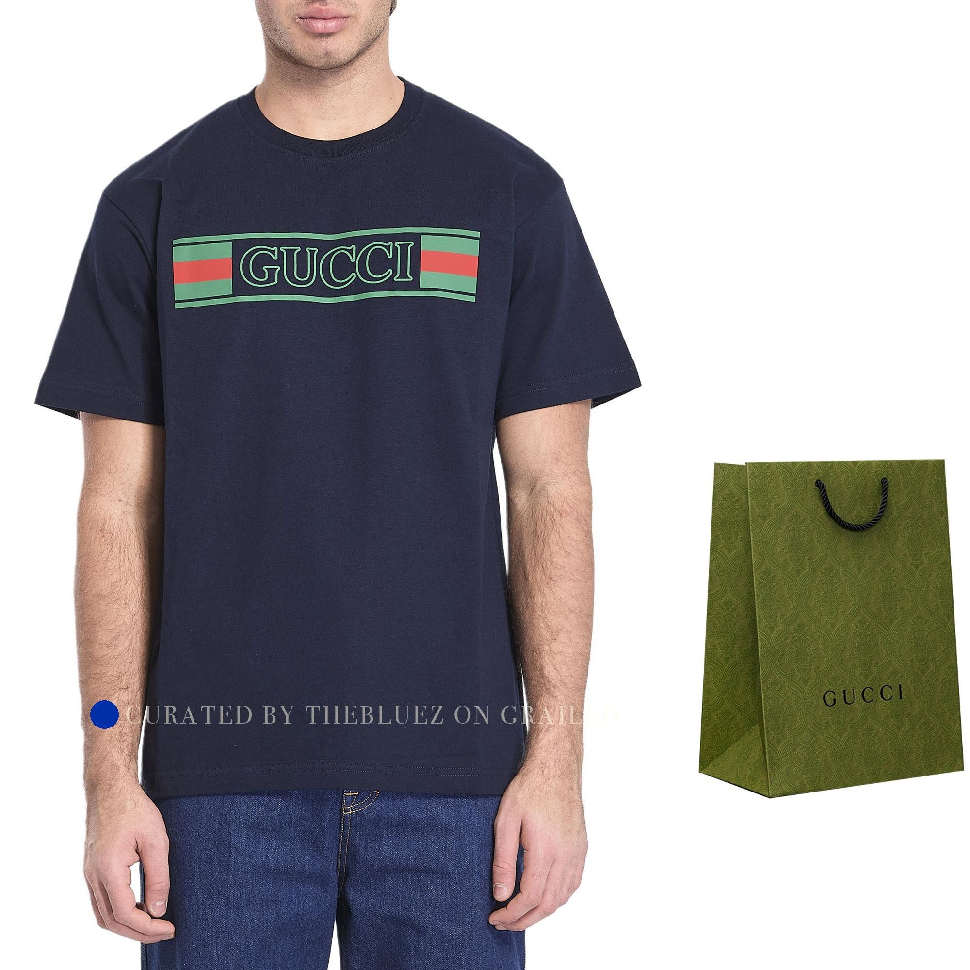 Gucci Logo Print T-Shirt in Blue Size US S / EU 44-46 / 1 - 8 Thumbnail