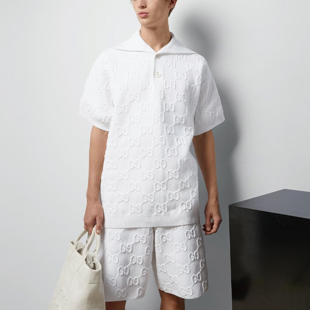 Gucci Classic GG Jacquard Polo in White Size US XS / EU 42 / 0 - 8 Thumbnail