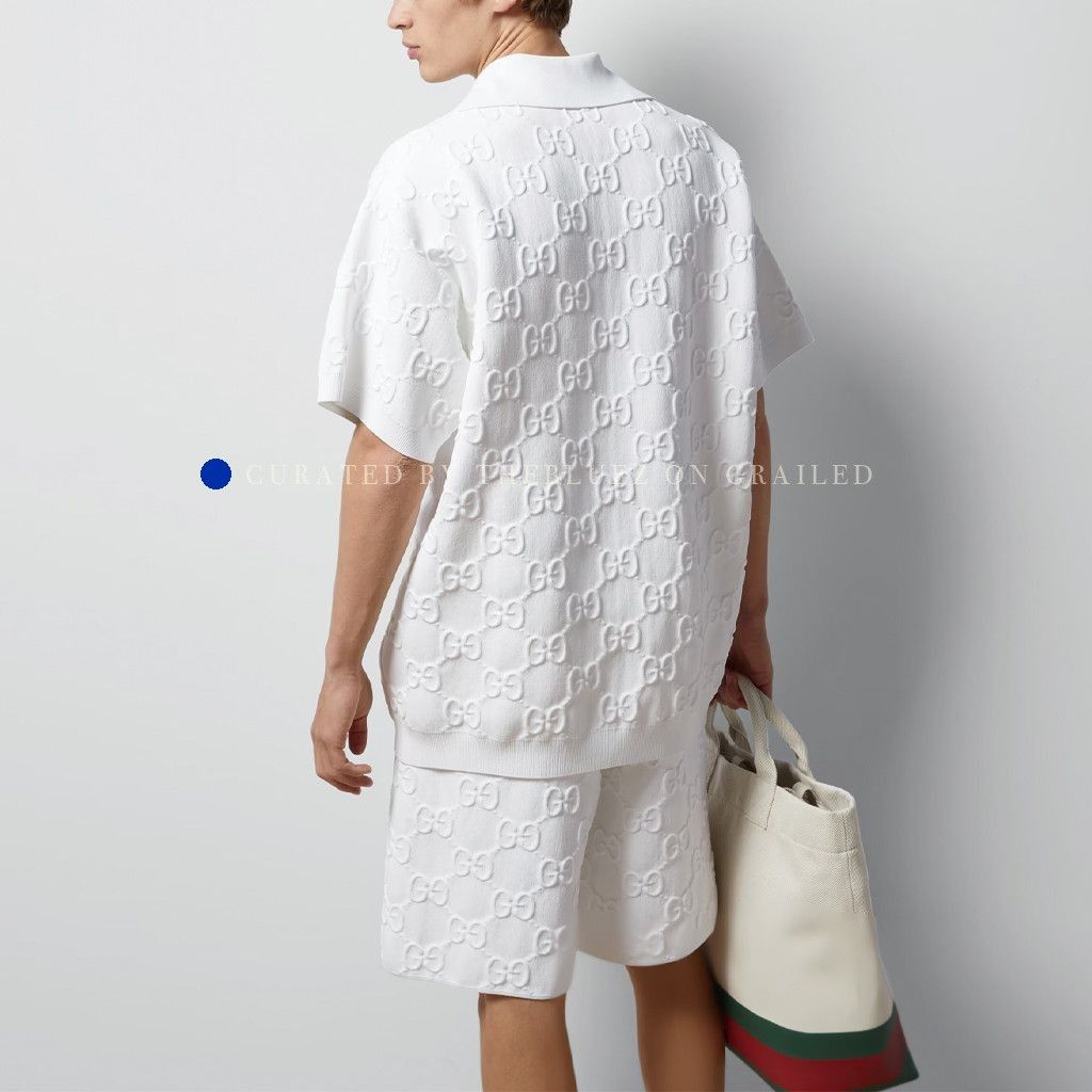Gucci Classic GG Jacquard Polo in White Size US XS / EU 42 / 0 - 7 Thumbnail