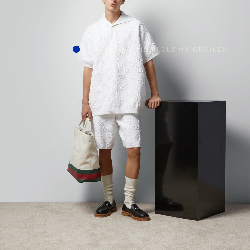 Gucci Classic GG Jacquard Polo in White Size US XS / EU 42 / 0 - 6 Thumbnail