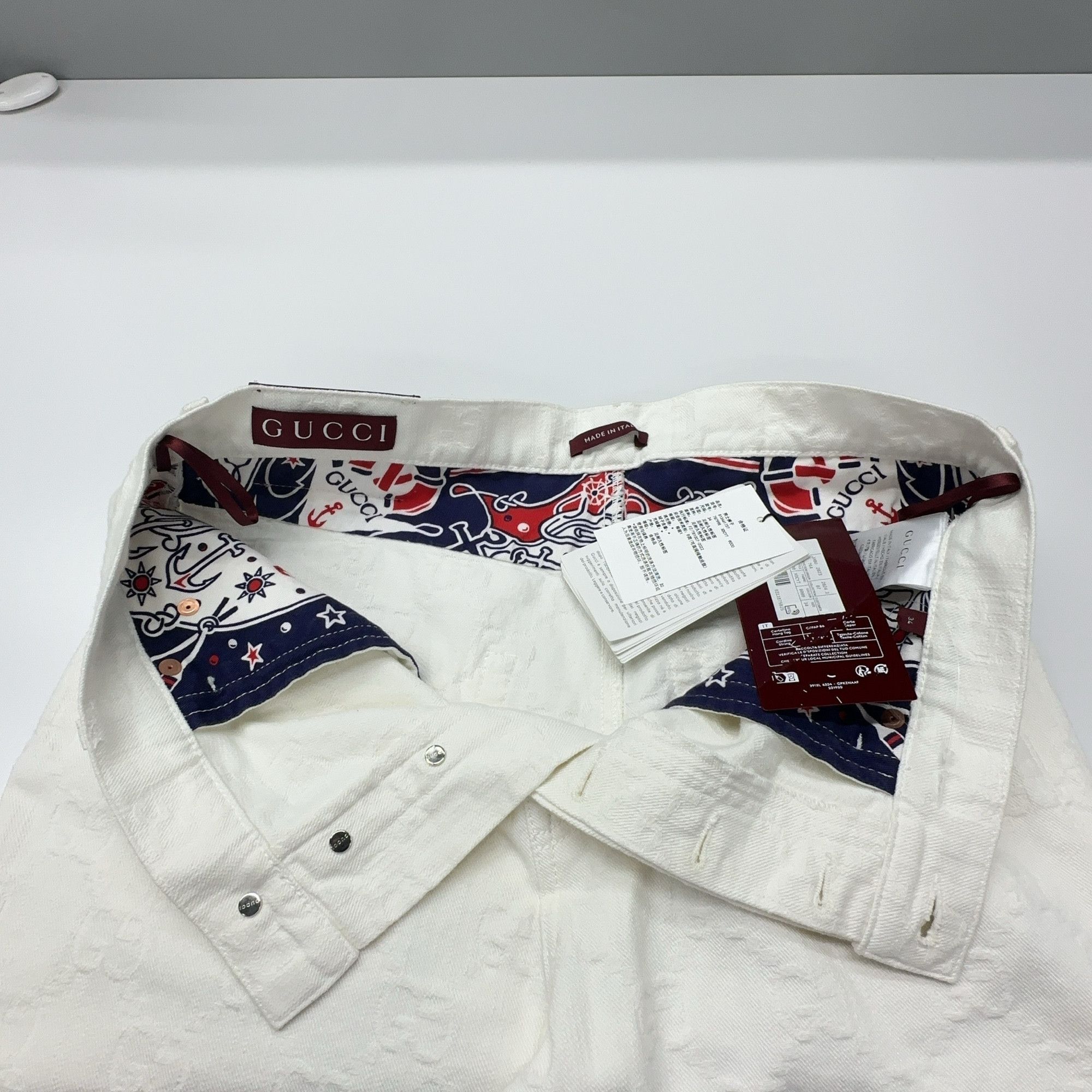Gucci GG Embossed Denim Jeans in White Size US 34 / EU 50 - 7 Thumbnail