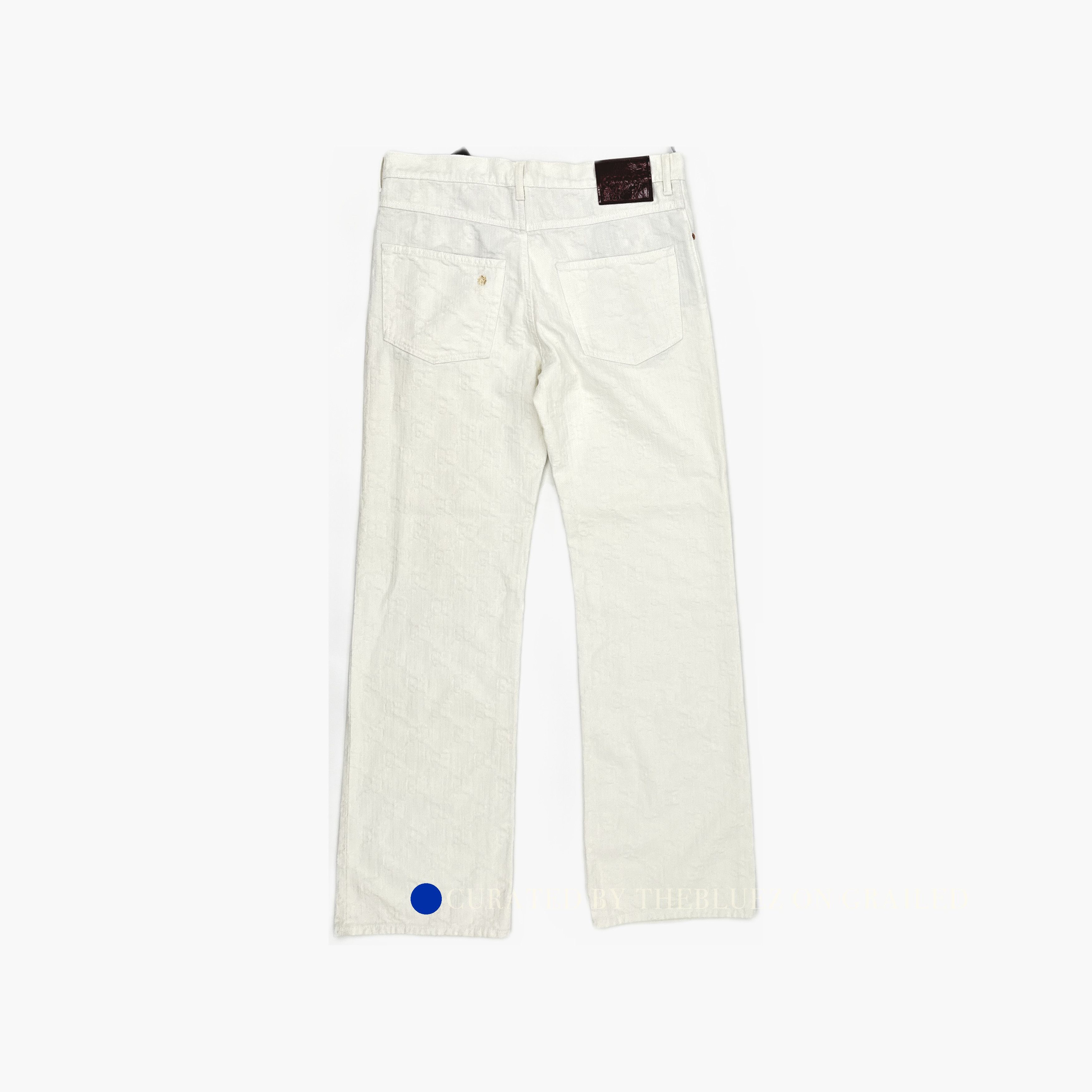 Gucci GG Embossed Denim Jeans in White Size US 34 / EU 50 - 2 Thumbnail