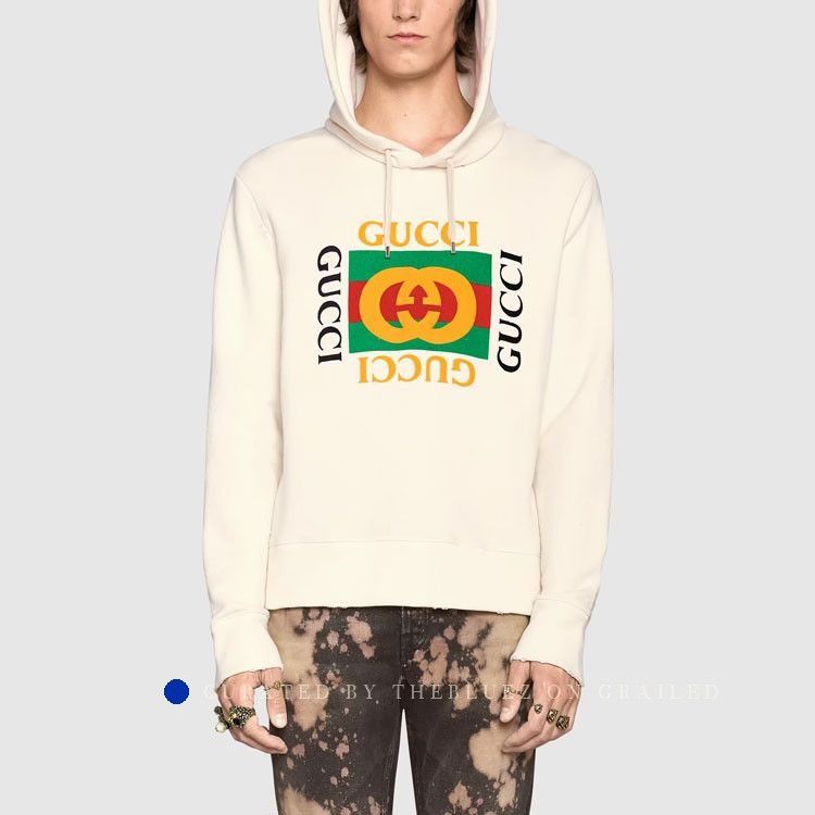 Gucci Logo Print Hoodie in White, Size XS Size US XS / EU 42 / 0 - 10 Thumbnail