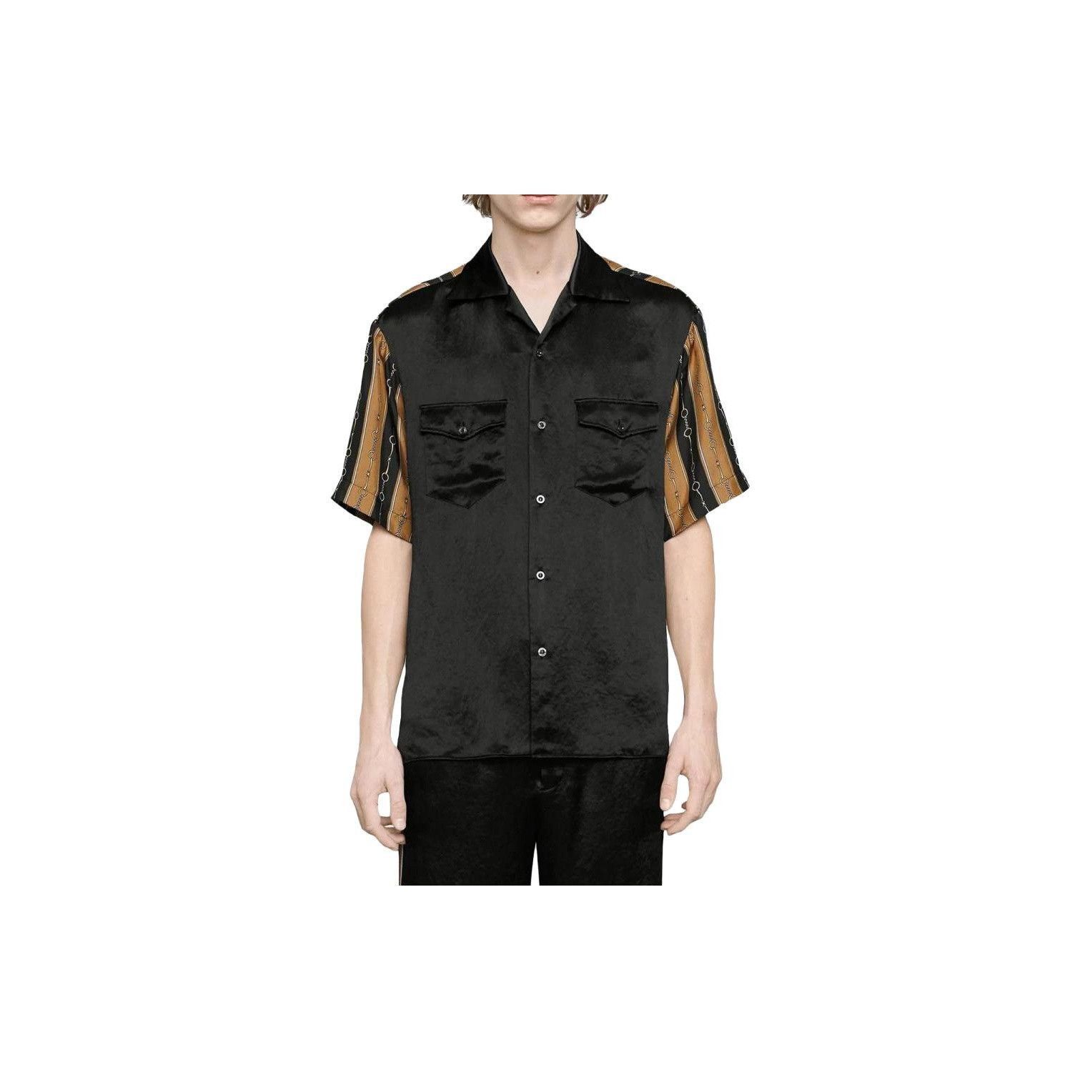 Gucci Black Chain Print Short Sleeve Shirt Size US M / EU 48-50 / 2 - 10 Thumbnail