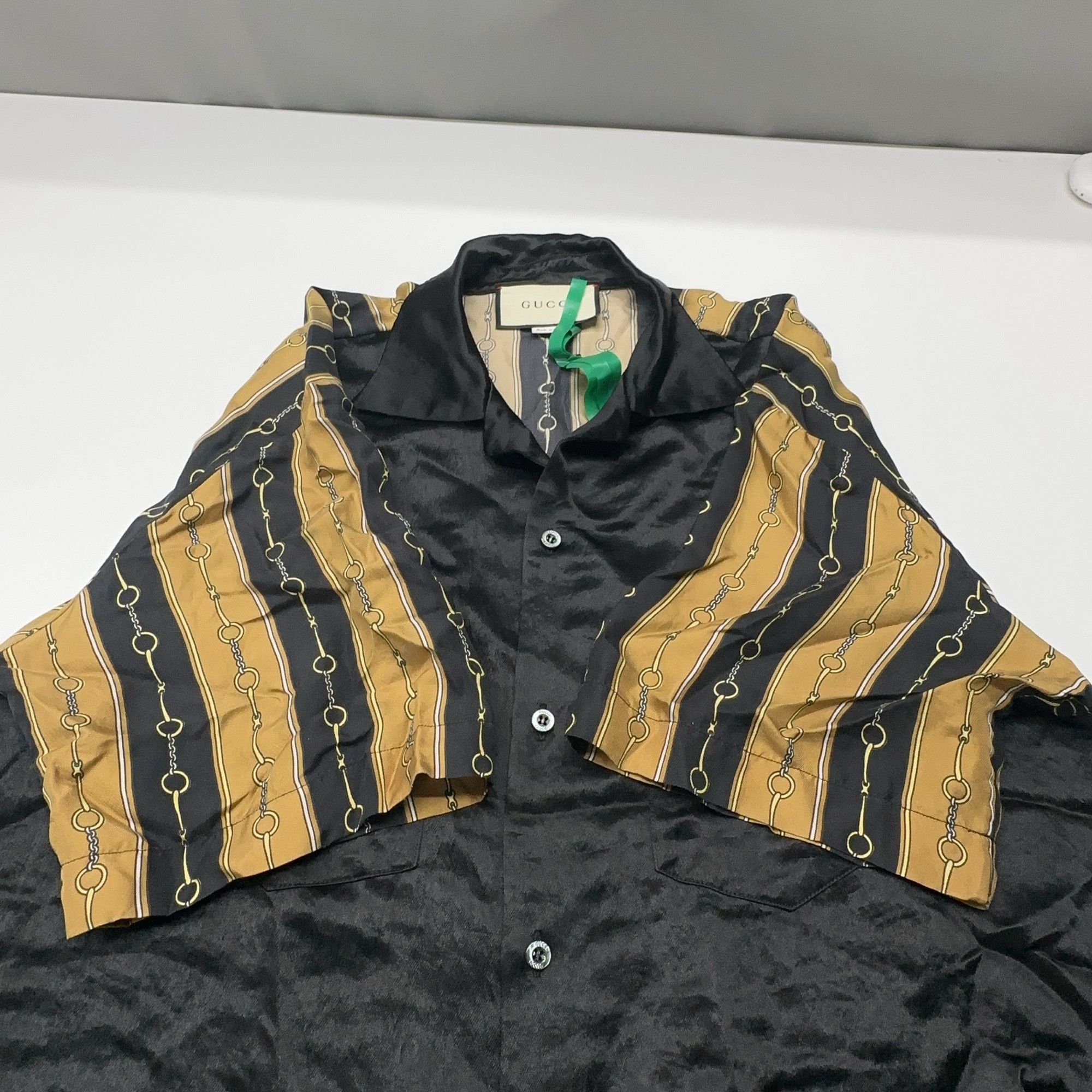 Gucci Black Chain Print Short Sleeve Shirt Size US M / EU 48-50 / 2 - 6 Thumbnail