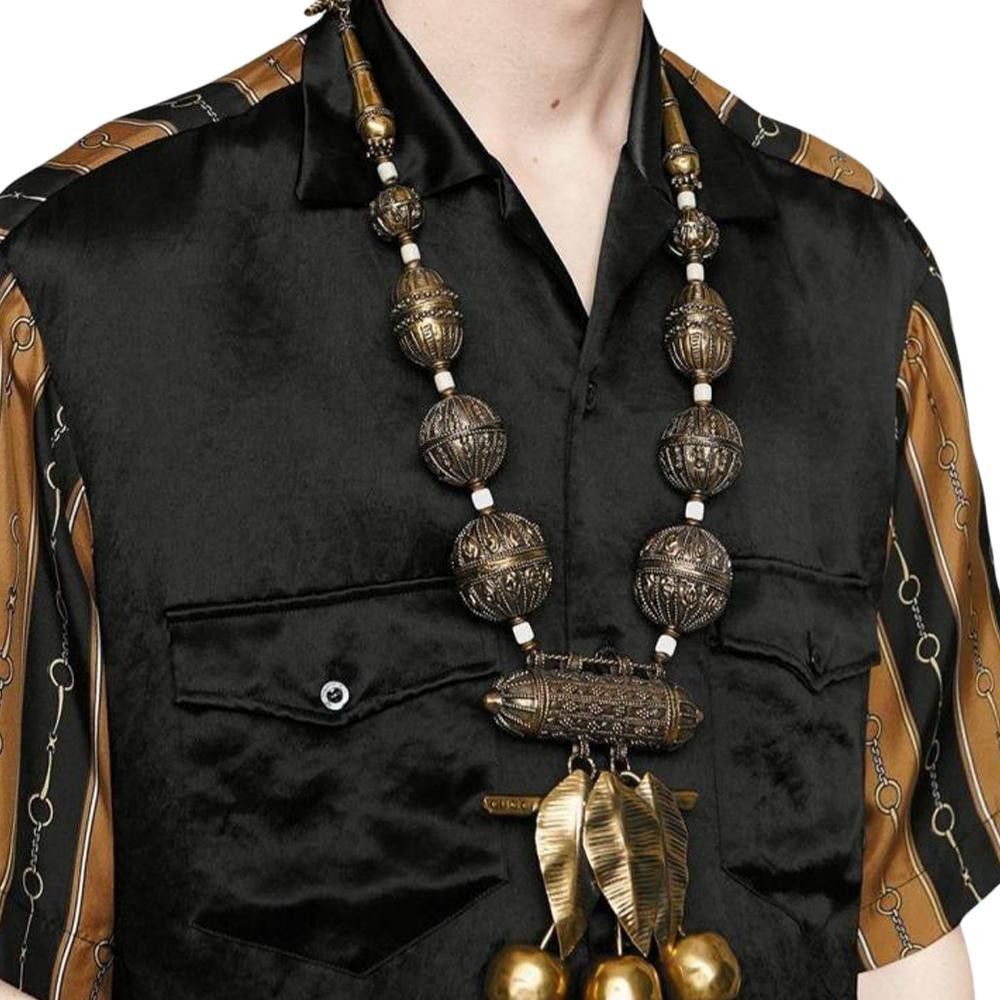 Gucci Black Chain Print Short Sleeve Shirt Size US M / EU 48-50 / 2 - 12 Thumbnail