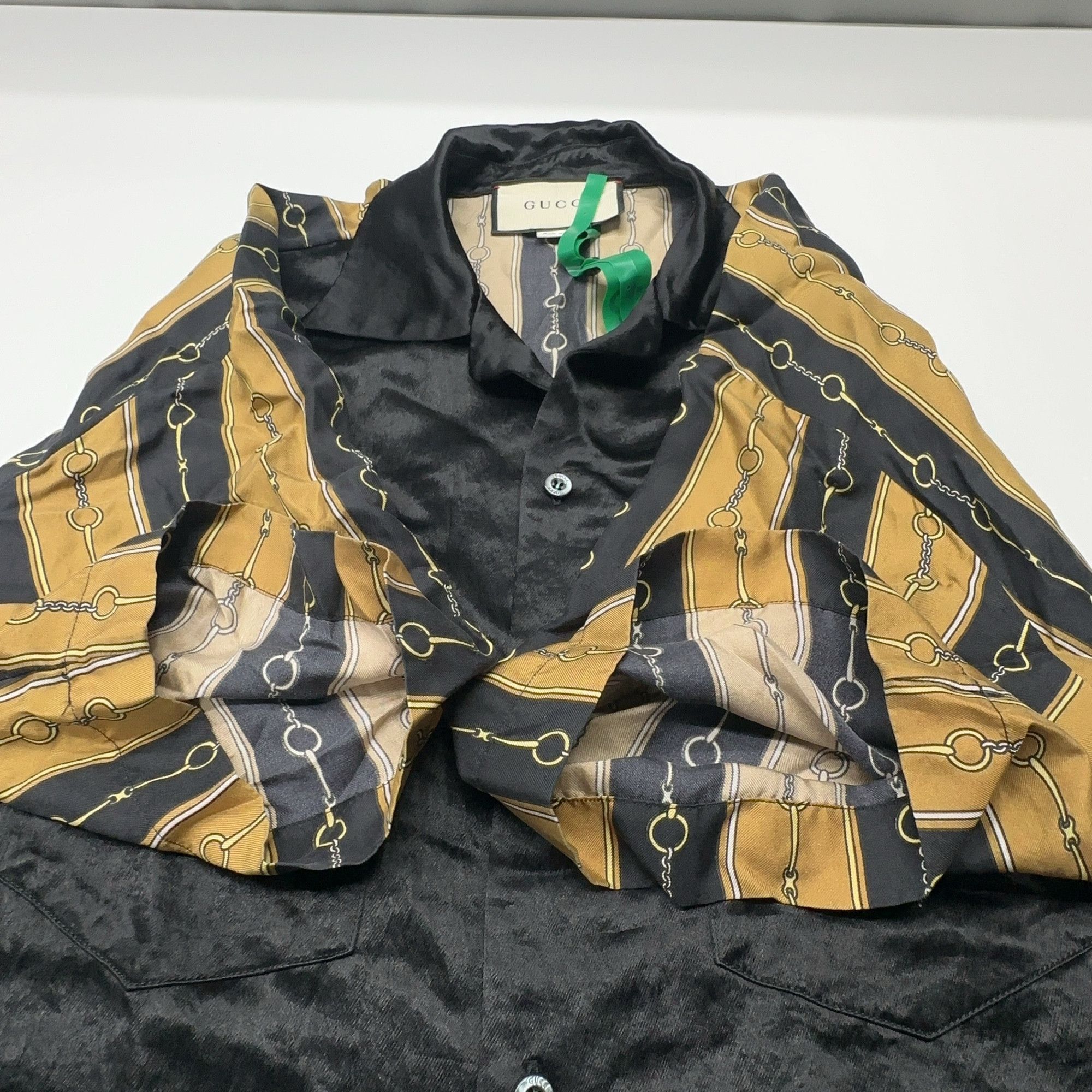 Gucci Black Chain Print Short Sleeve Shirt Size US M / EU 48-50 / 2 - 7 Thumbnail