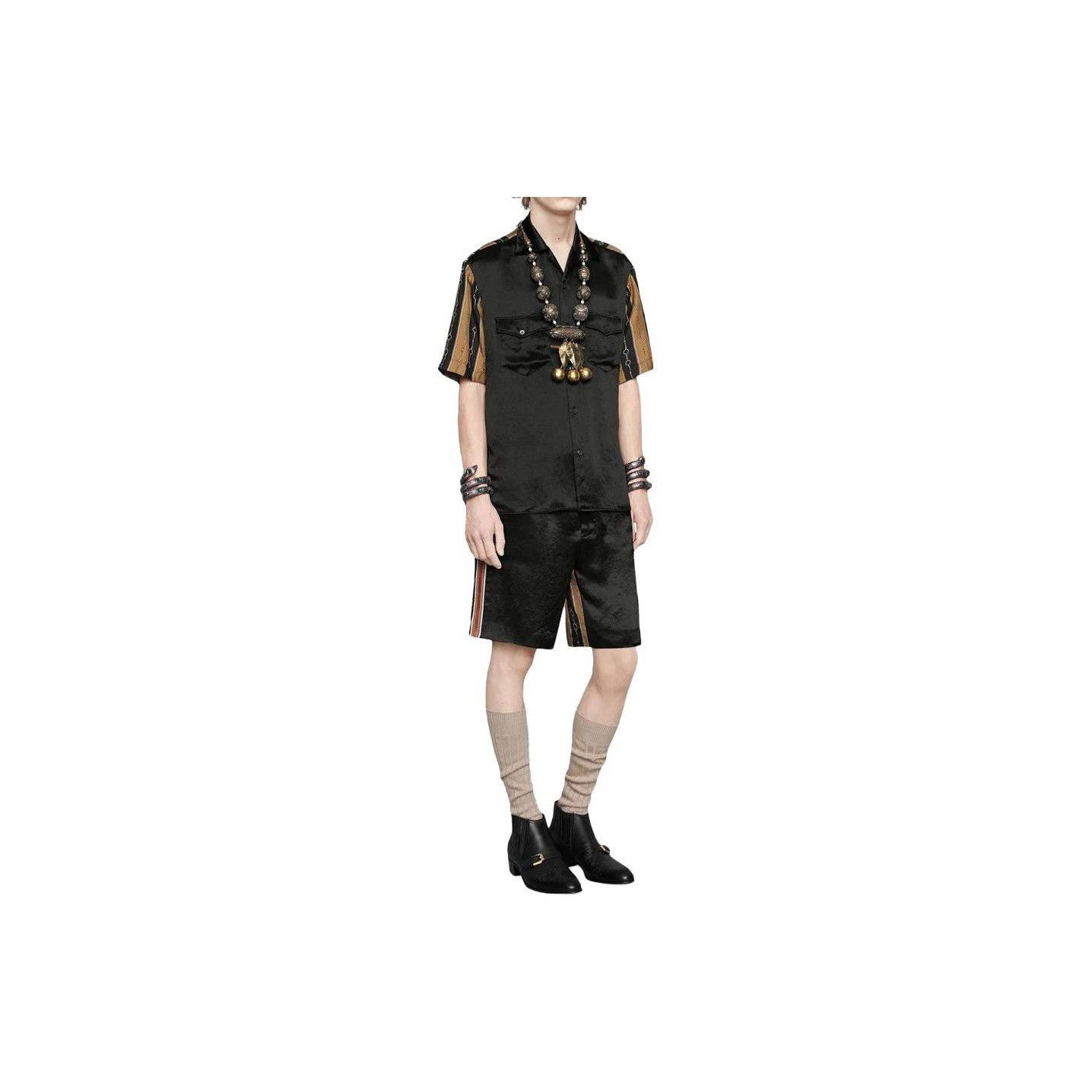 Gucci Black Chain Print Short Sleeve Shirt Size US M / EU 48-50 / 2 - 9 Thumbnail